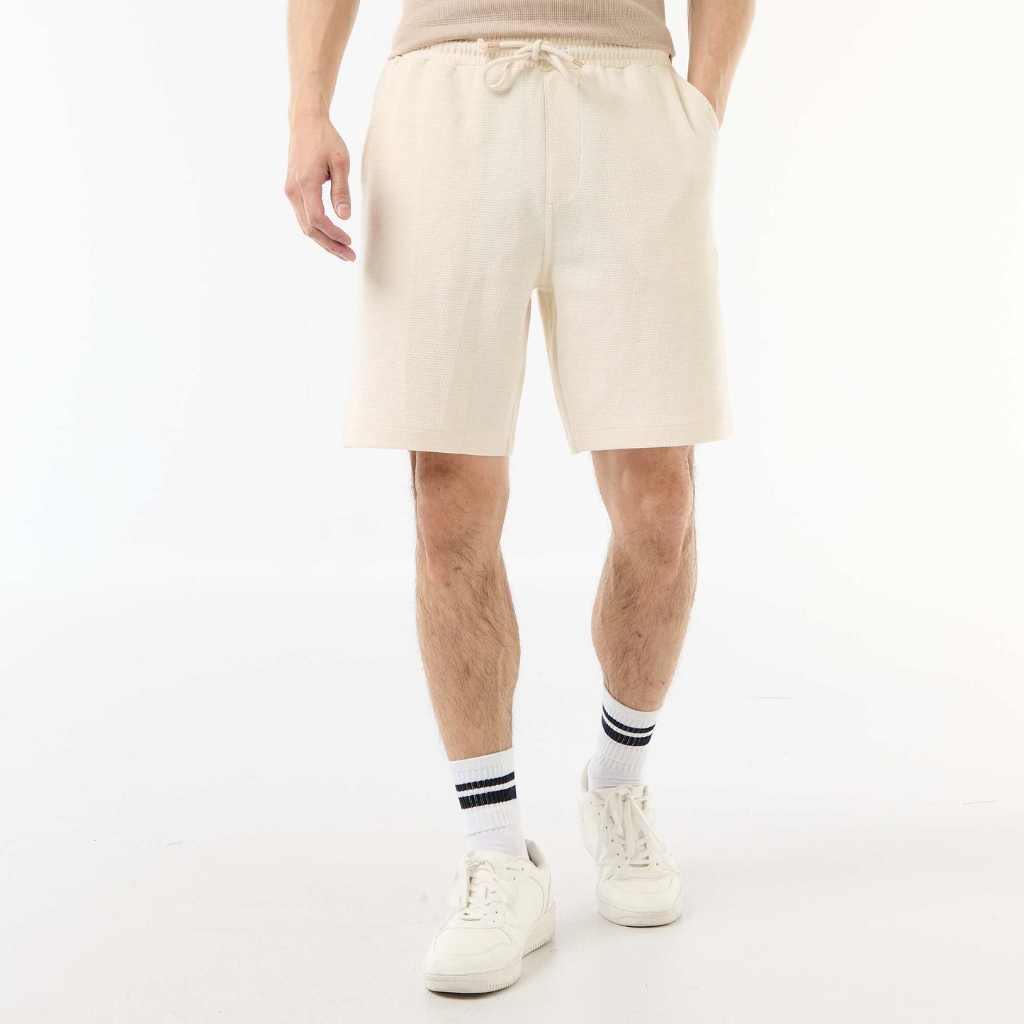 Lightweight French Terry Bermuda Shorts WHITE