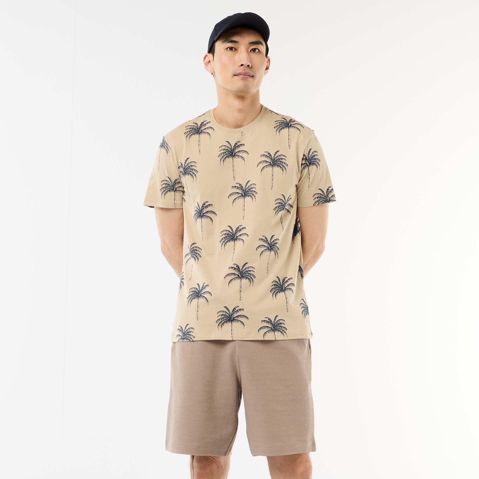 Lightweight French Terry Bermuda Shorts BEIGE