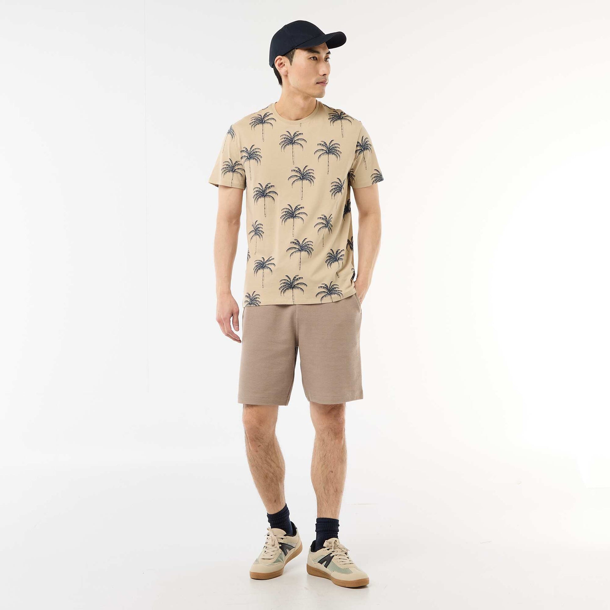 Lightweight French Terry Bermuda Shorts BEIGE