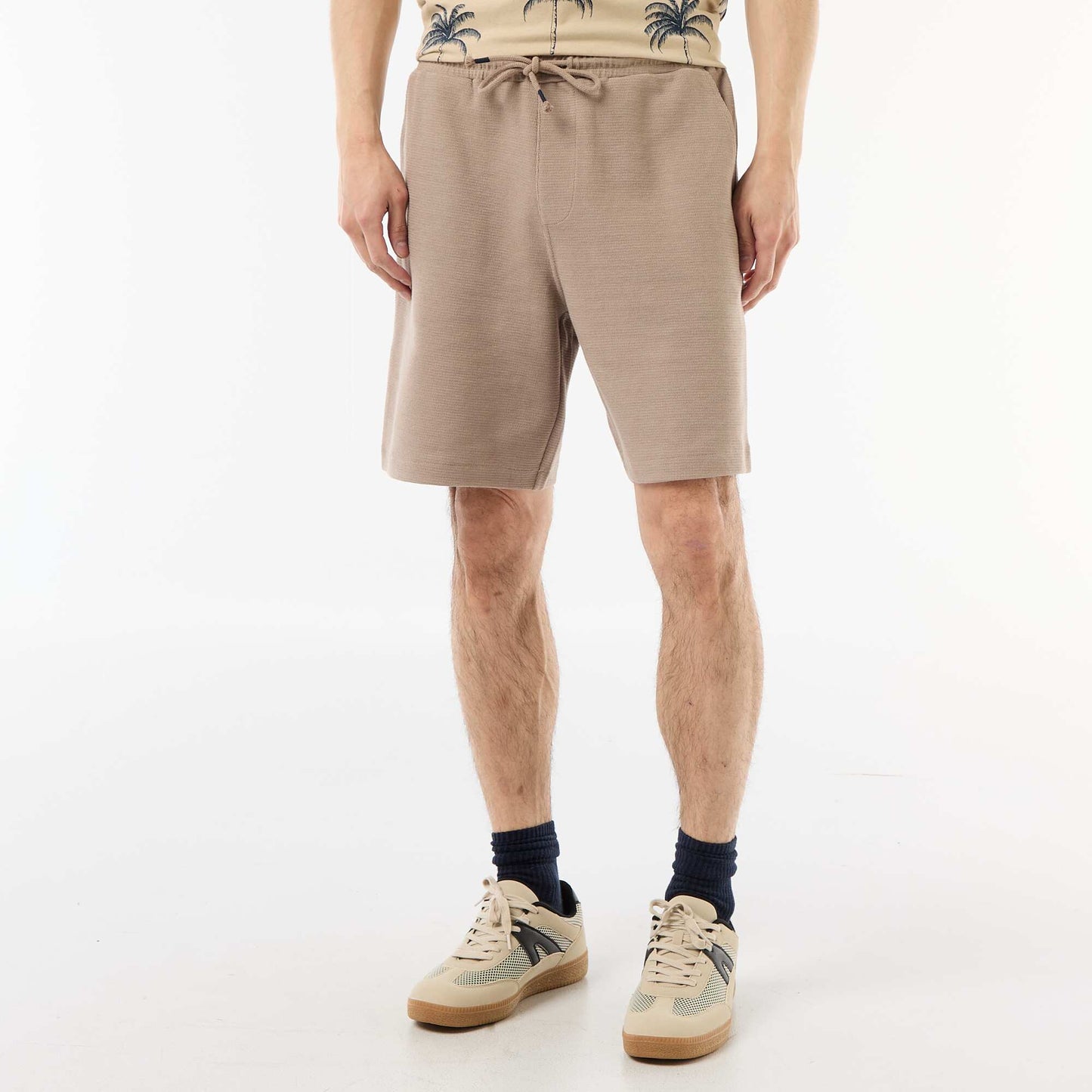 Lightweight French Terry Bermuda Shorts BEIGE