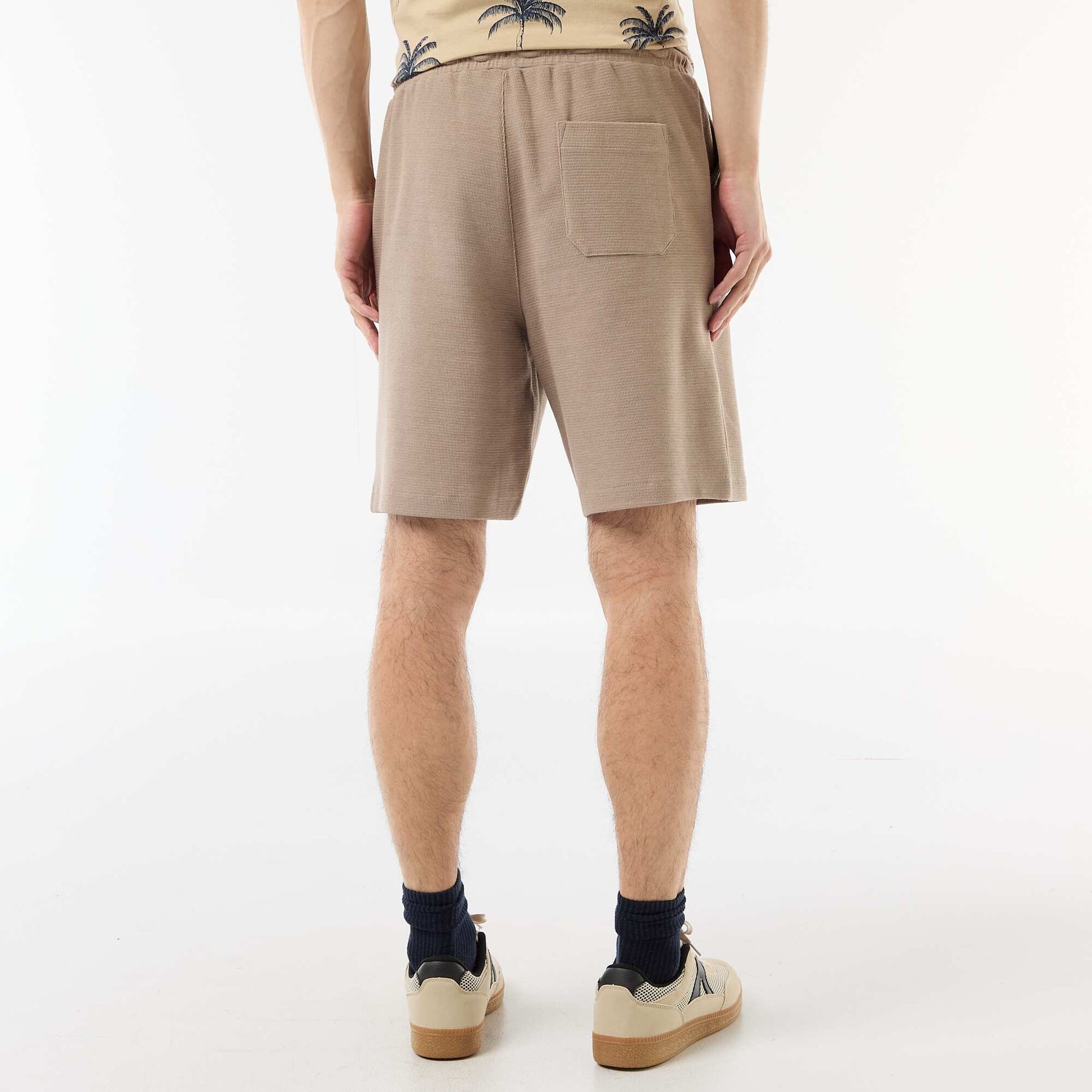 Lightweight French Terry Bermuda Shorts BEIGE