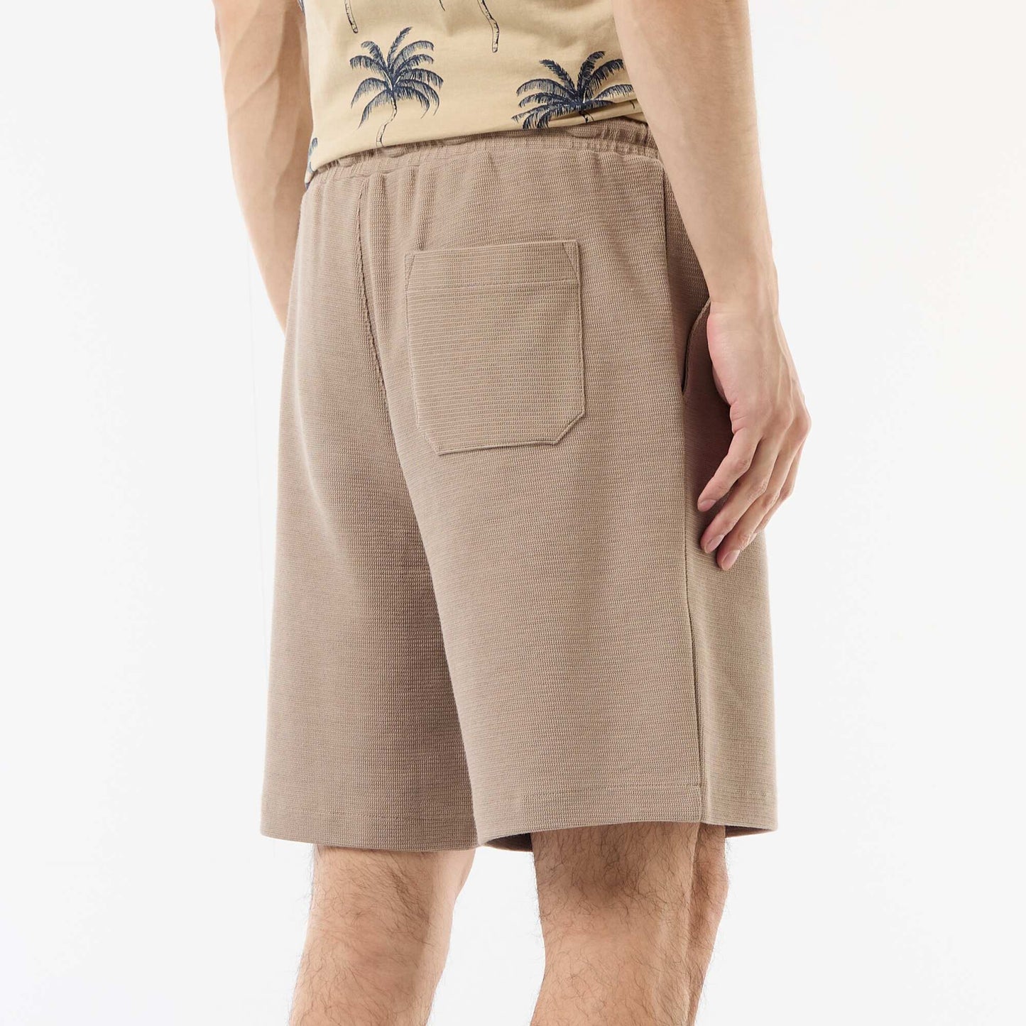Lightweight French Terry Bermuda Shorts BEIGE