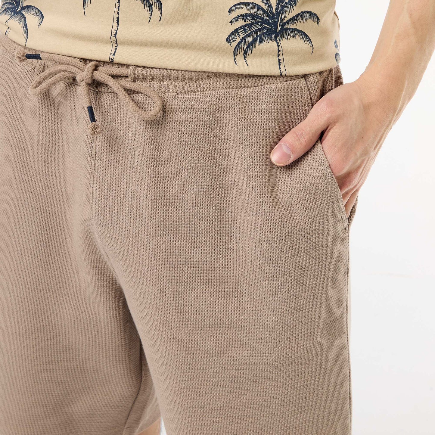 Lightweight French Terry Bermuda Shorts BEIGE