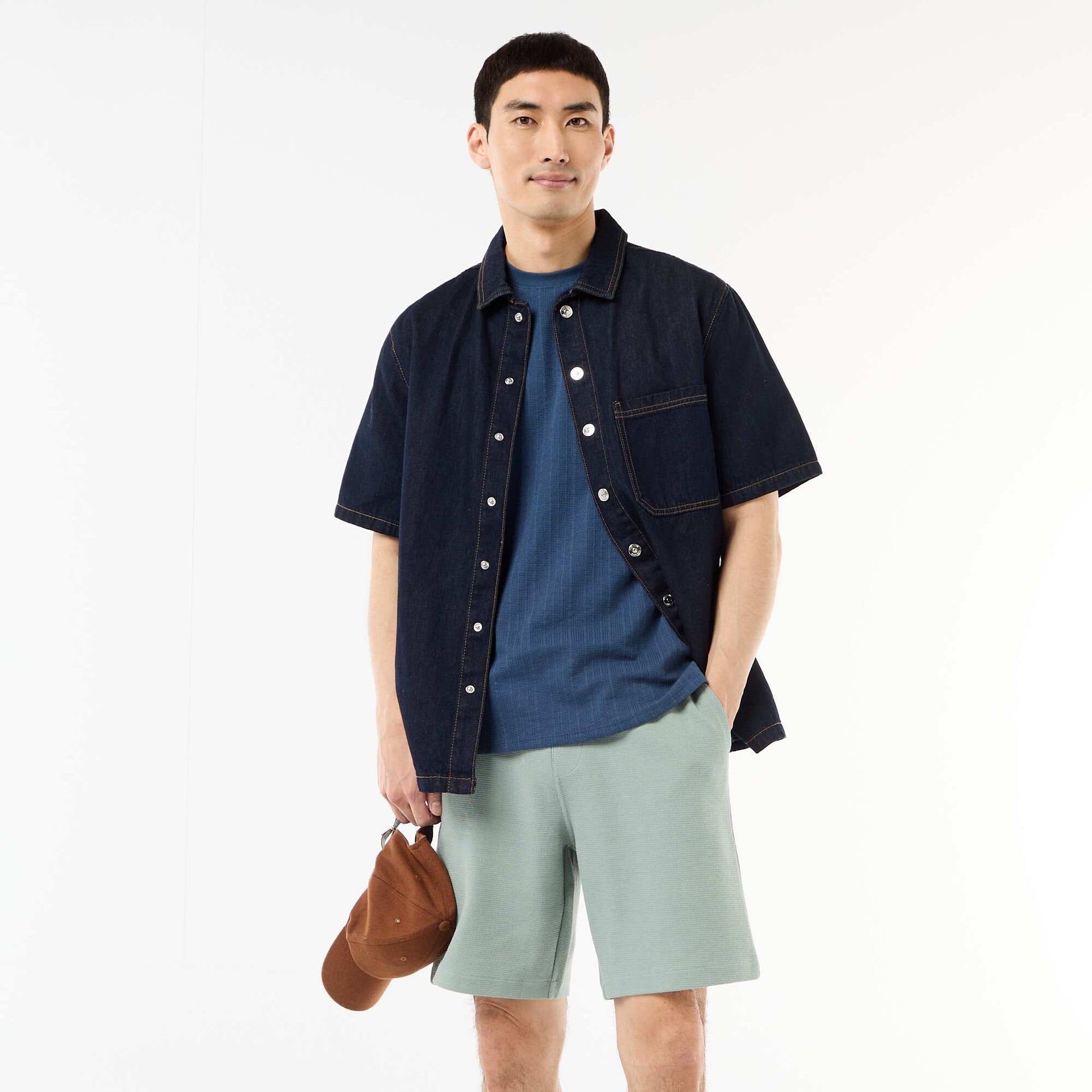 Lightweight French Terry Bermuda Shorts BLUE