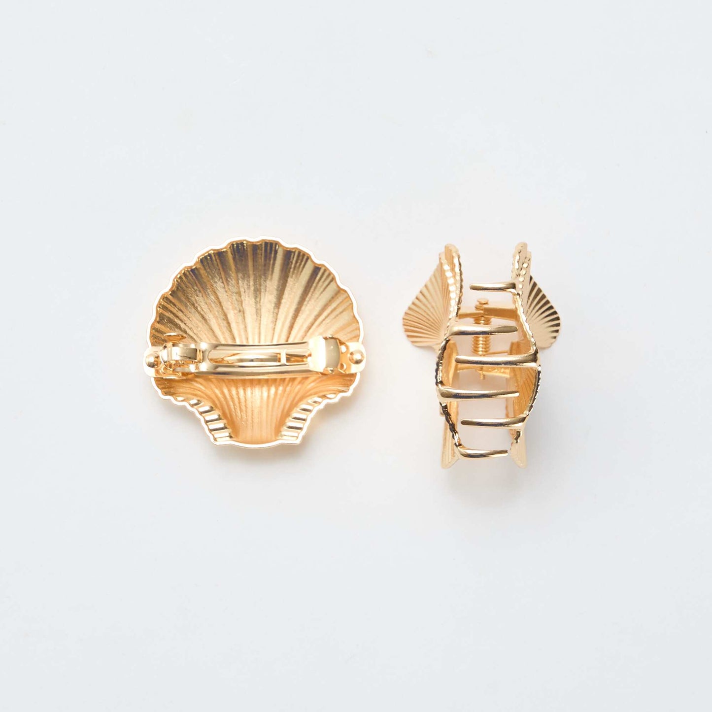 Set of 2 Gold-Tone Decorative Hair Clips YELLOW