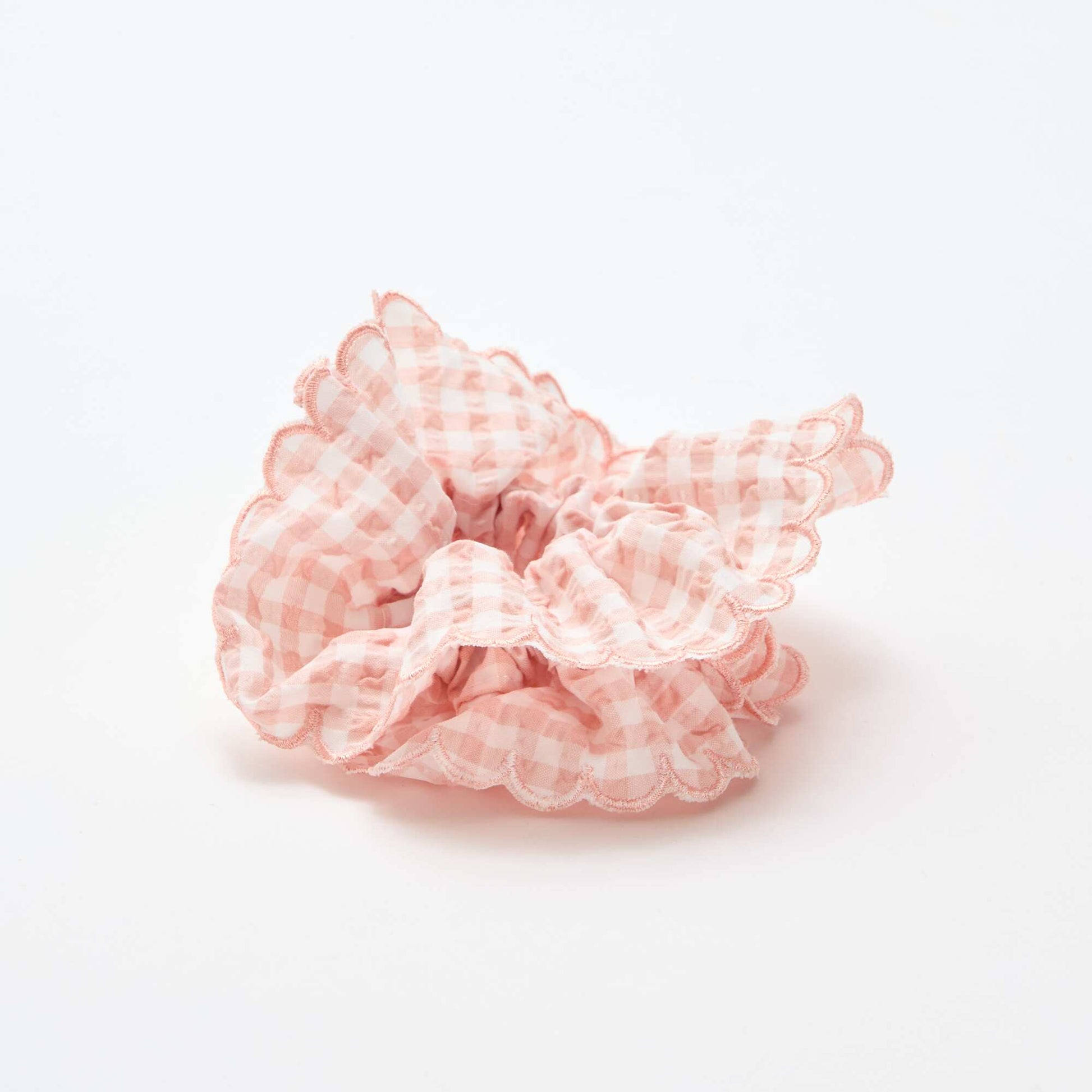 დიდი ზომის ბამბის ვარდისფერი ჩეკიანი საწმენდი