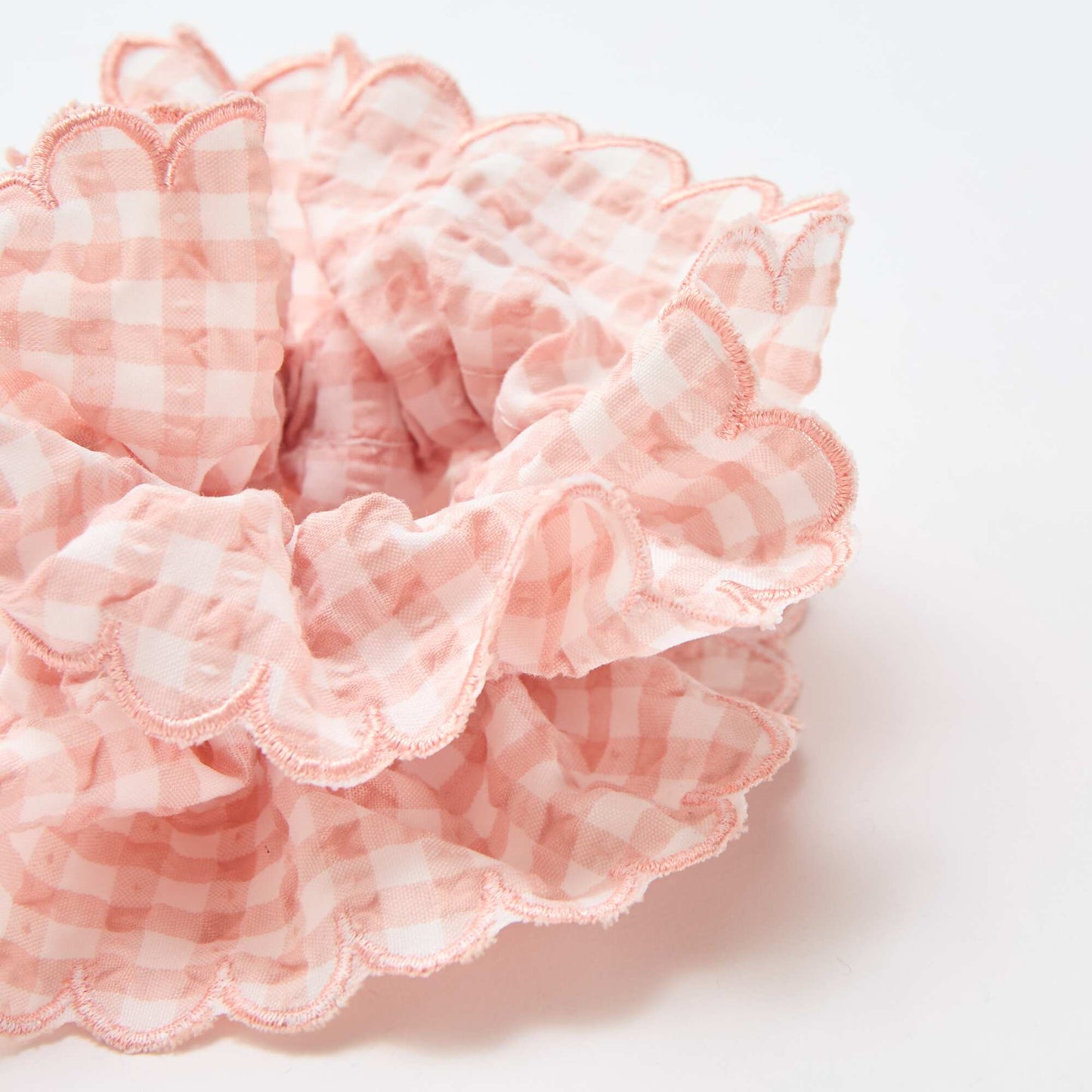 დიდი ზომის ბამბის ვარდისფერი ჩეკიანი საწმენდი