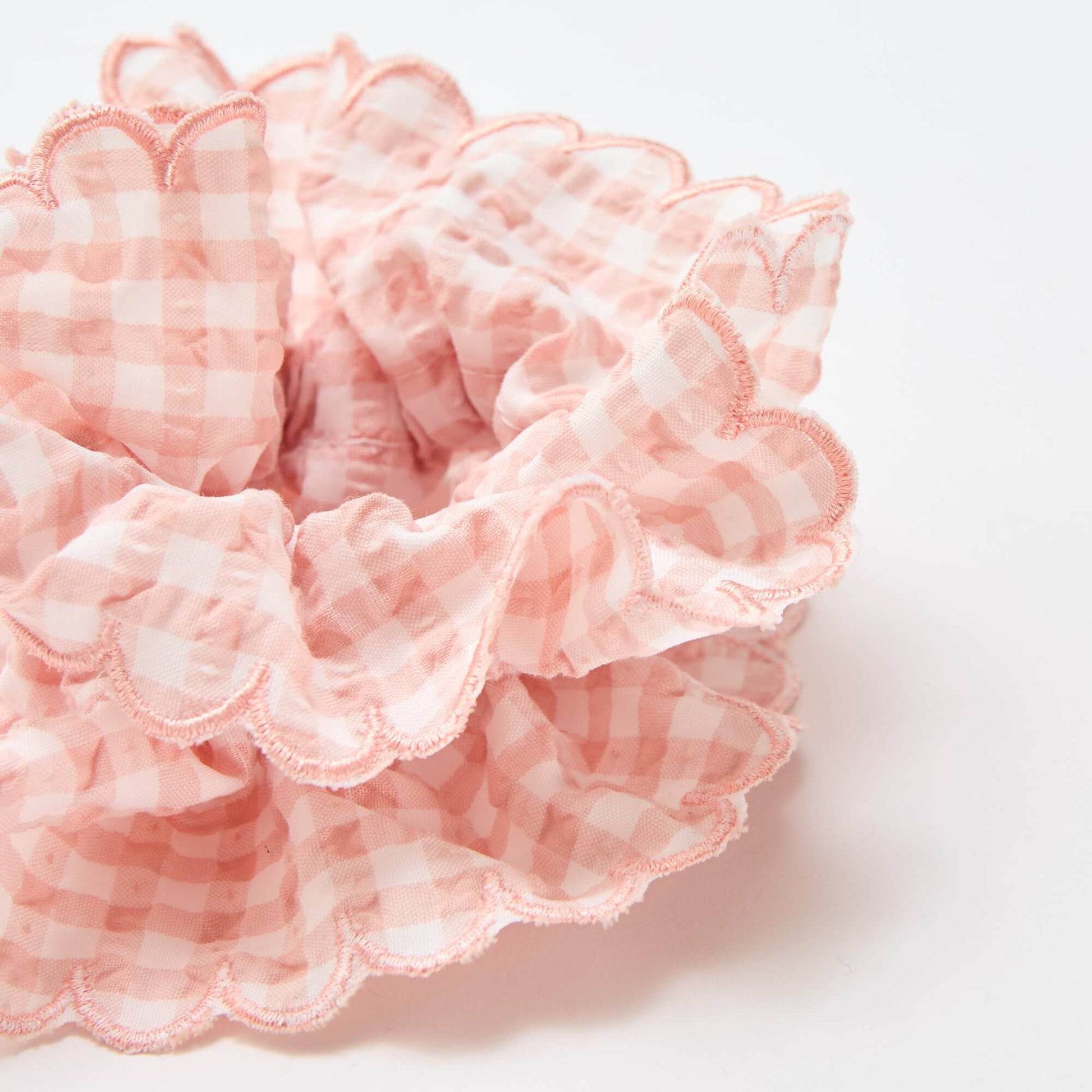 დიდი ზომის ბამბის ვარდისფერი ჩეკიანი საწმენდი