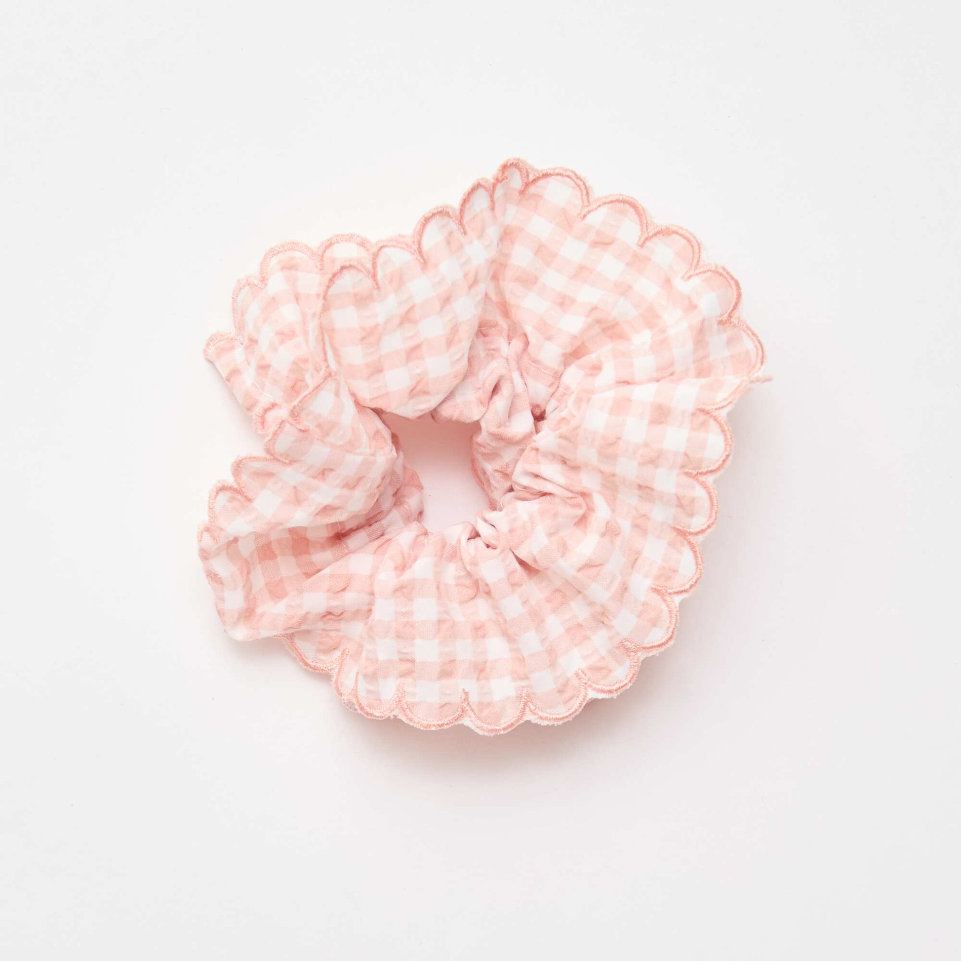 დიდი ზომის ბამბის ვარდისფერი ჩეკიანი საწმენდი