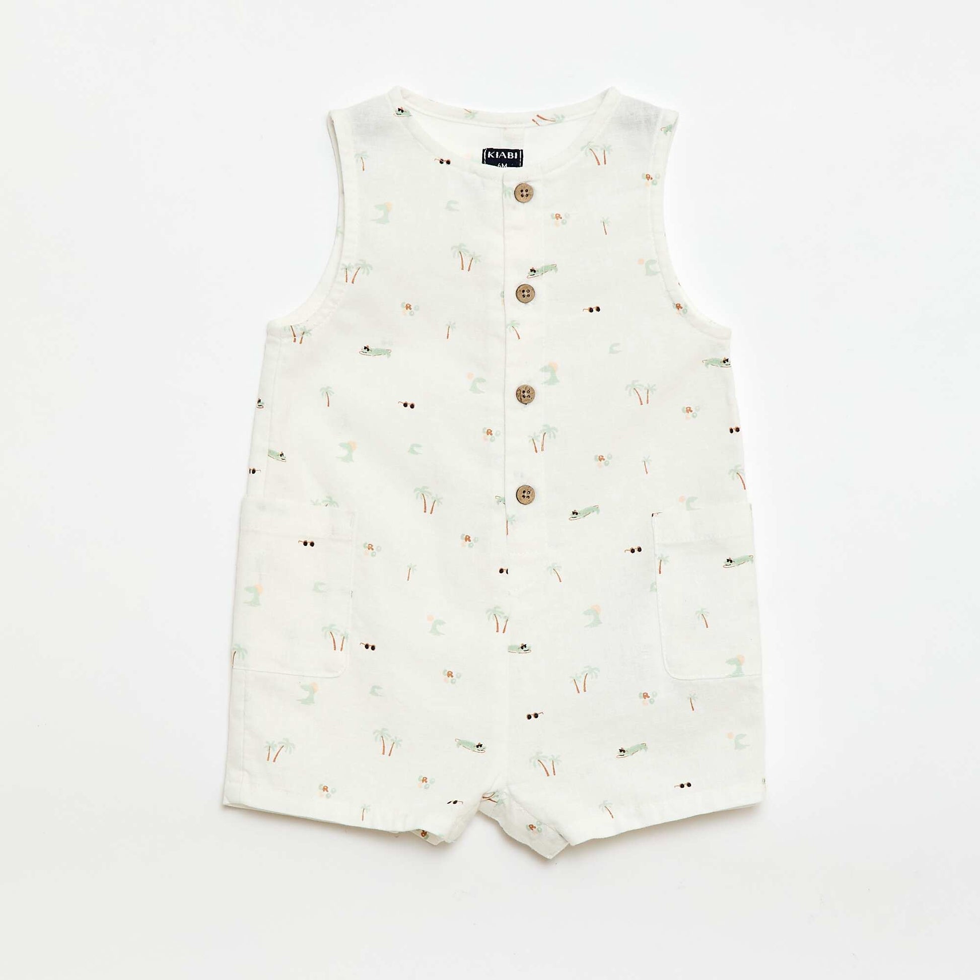 ბამბის და ტილო კომბინიზონი თეთრი