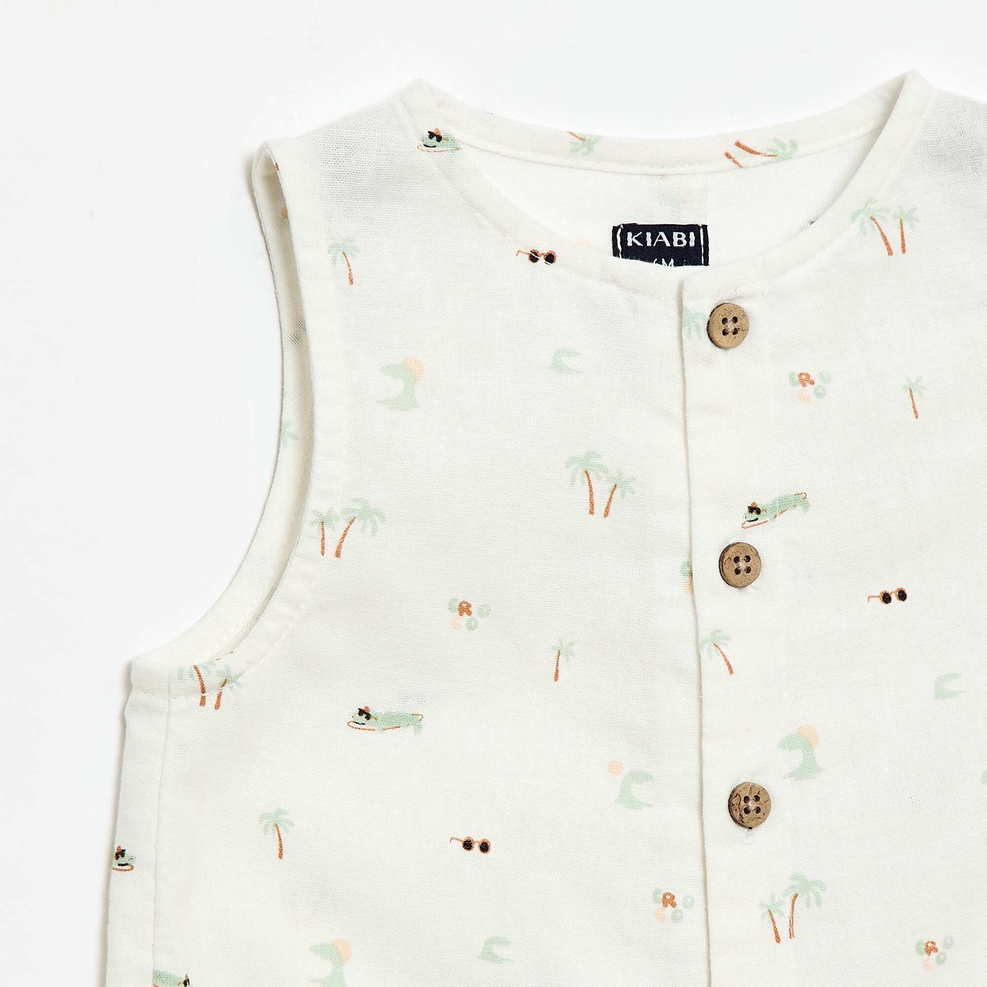 ბამბის და ტილო კომბინიზონი თეთრი