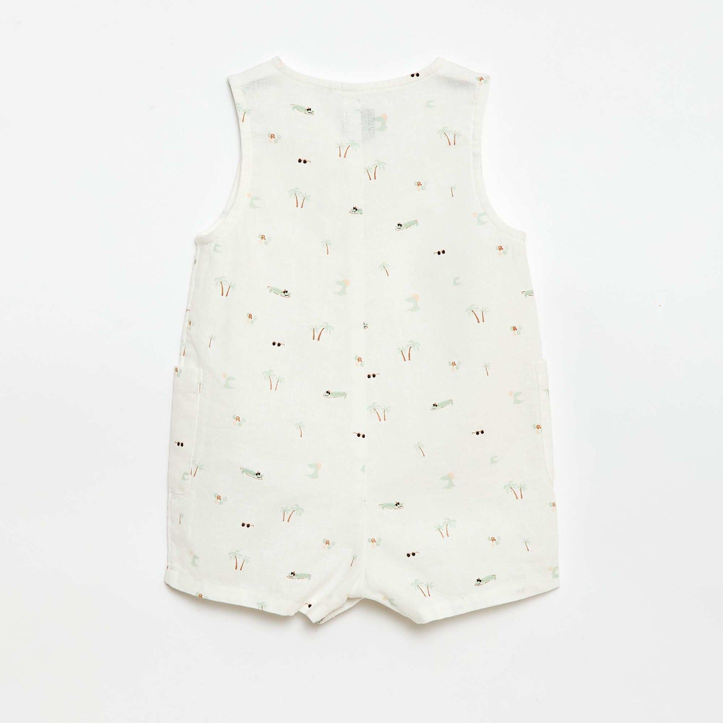 ბამბის და ტილო კომბინიზონი თეთრი