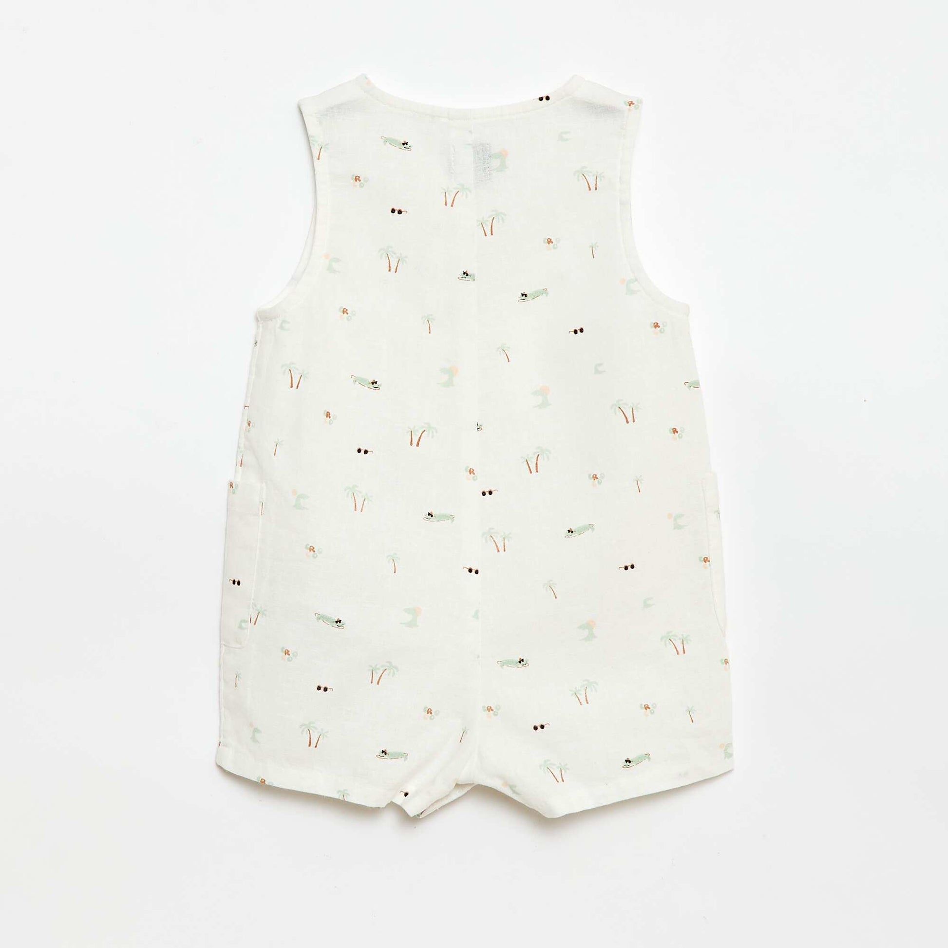 ბამბის და ტილო კომბინიზონი თეთრი