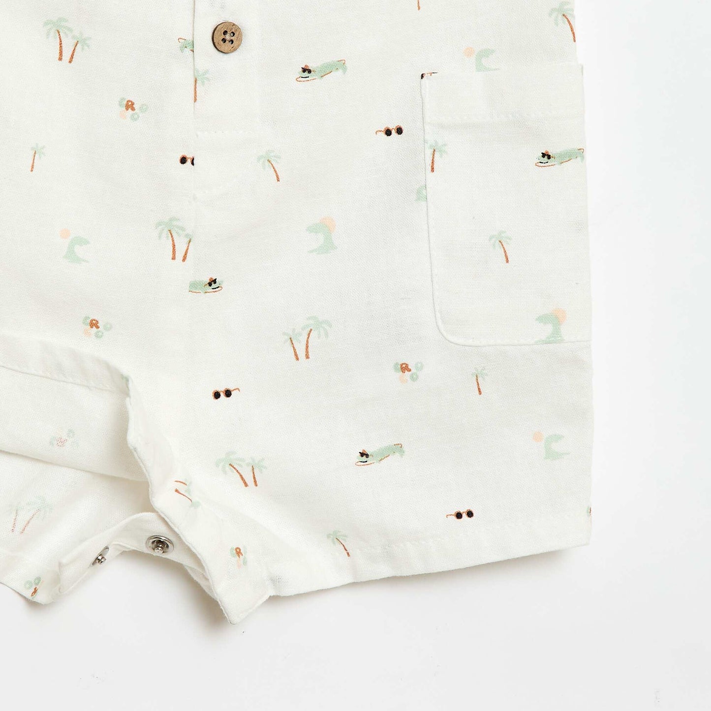 ბამბის და ტილო კომბინიზონი თეთრი