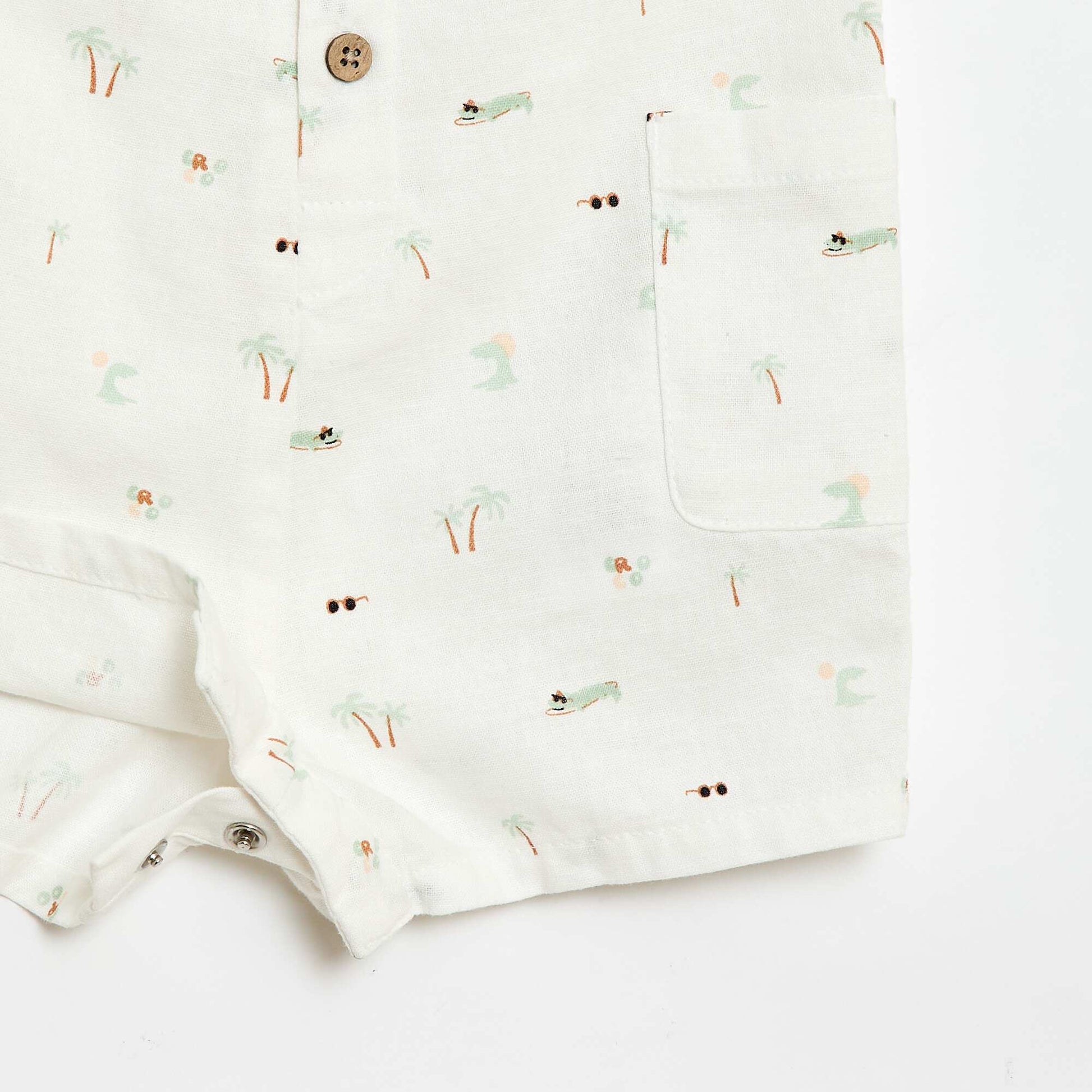 ბამბის და ტილო კომბინიზონი თეთრი