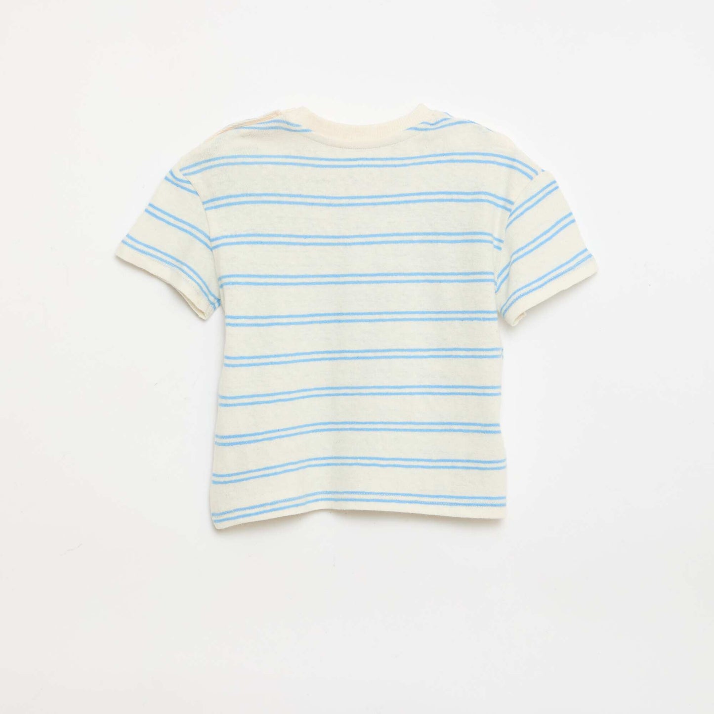 ზოლიანი ბამბის და ტილო ჯერსის მაისური თეთრი