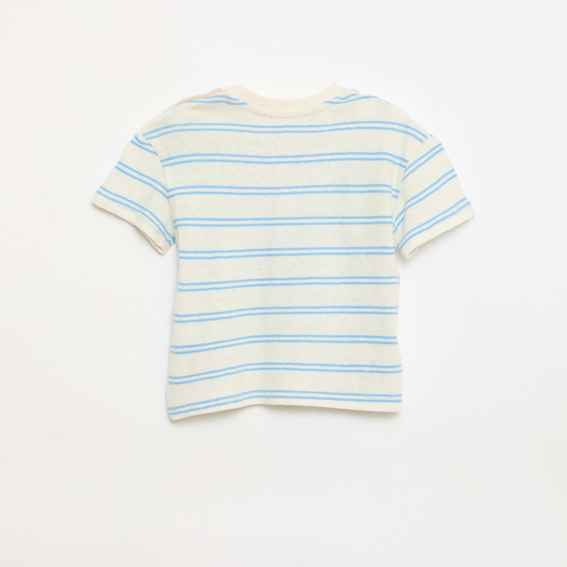 ზოლიანი ბამბის და ტილო ჯერსის მაისური თეთრი