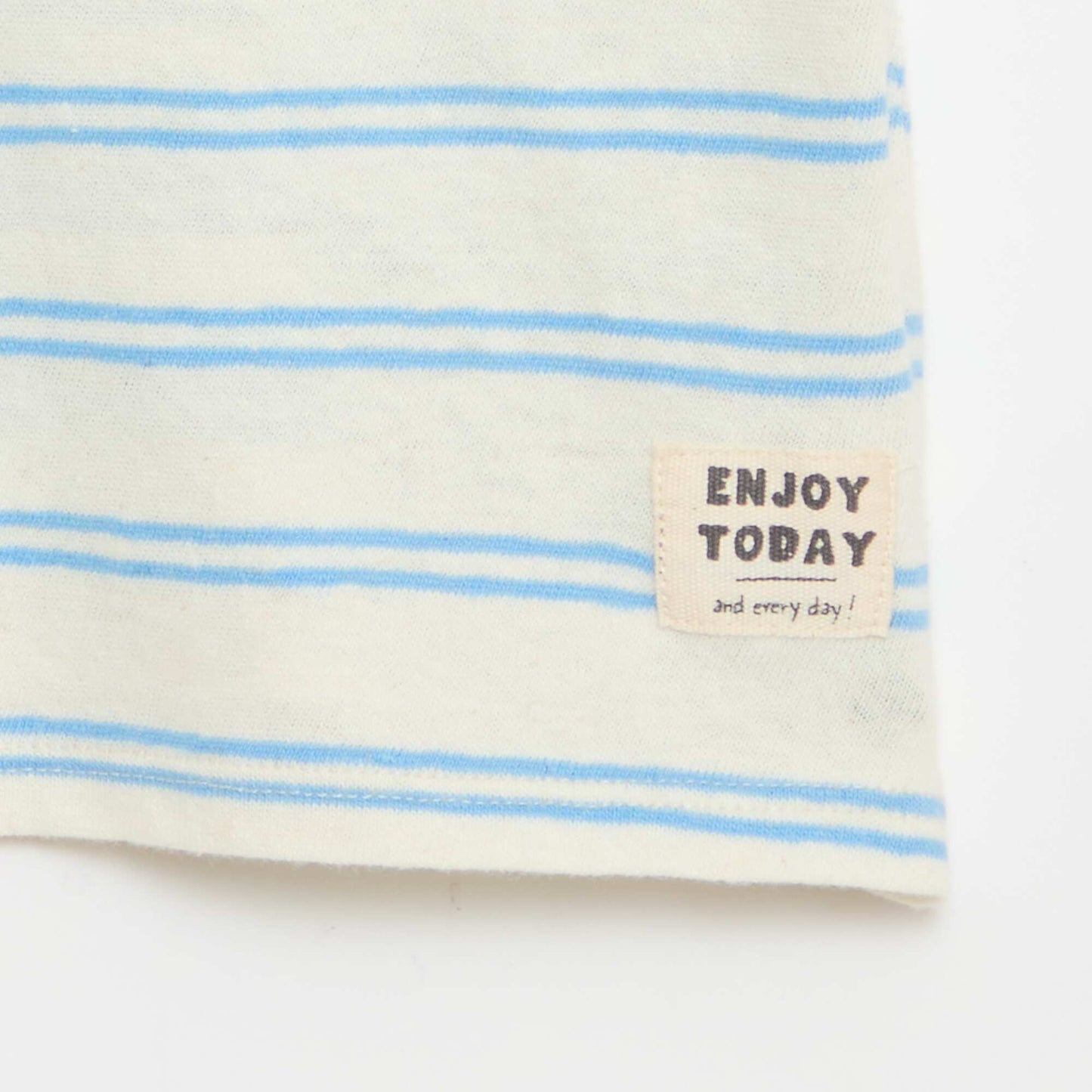 ზოლიანი ბამბის და ტილო ჯერსის მაისური თეთრი