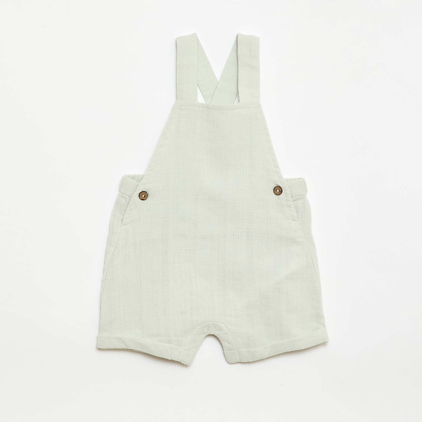 Cotton double gauze short romper BLUE