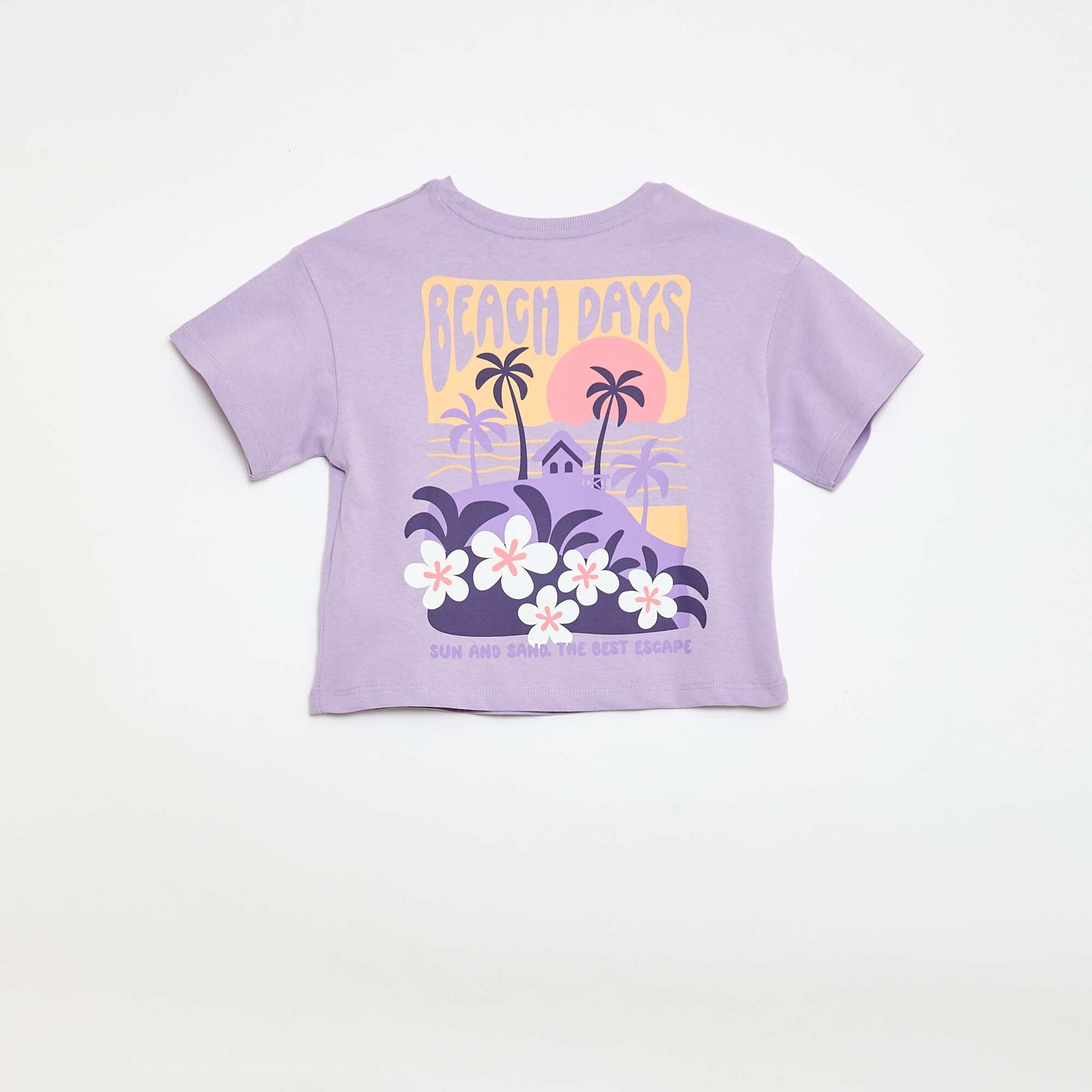 Loose-fit T-shirt with back & chest print PURPLE