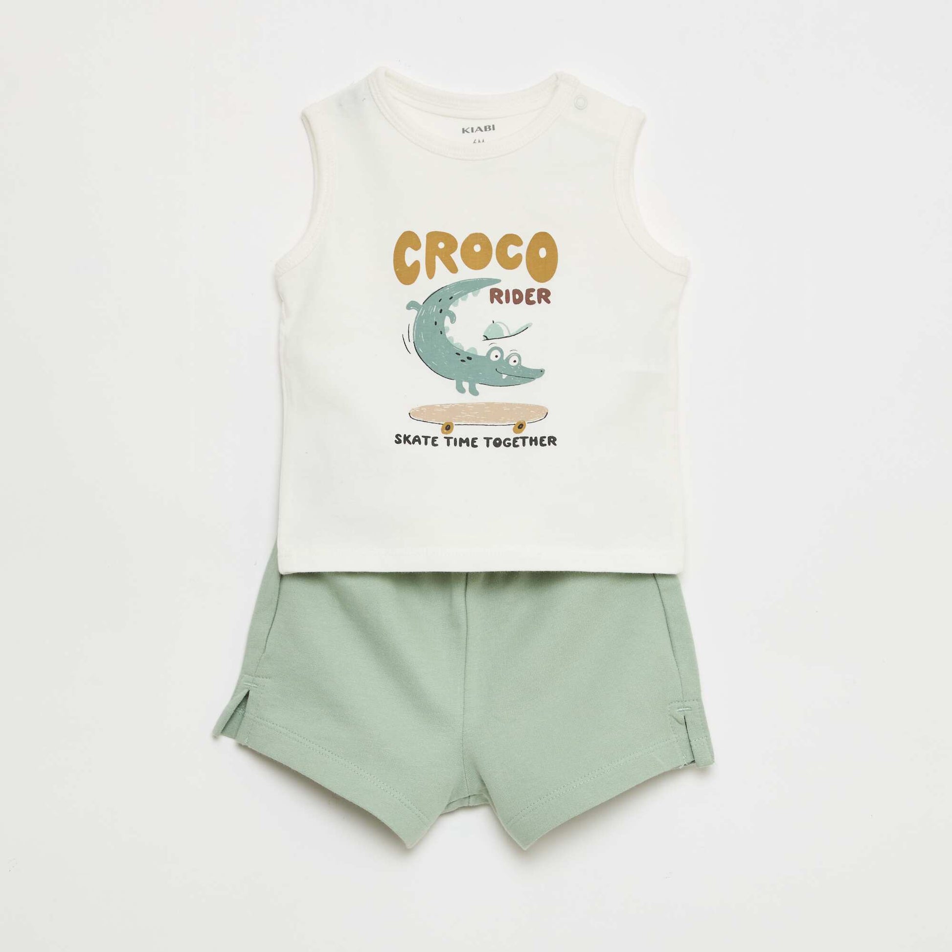 2-ნაწილიანი ზედა და შორტი კომპლექტი თეთრი