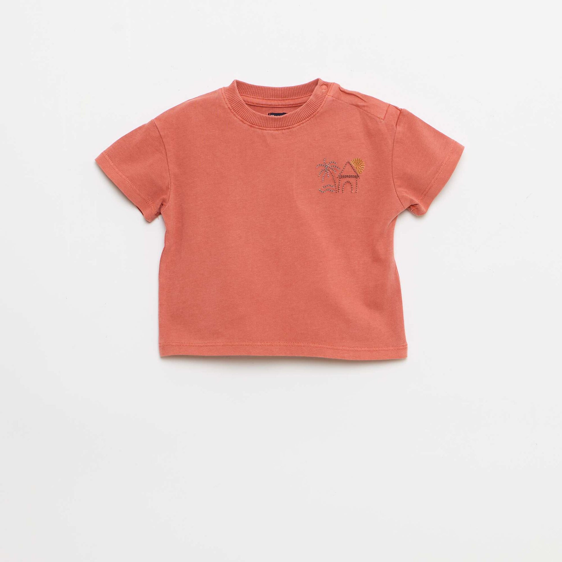 2-ნაწილიანი ნაქარგი მაისური და შორტი კომპლექტი წითელი