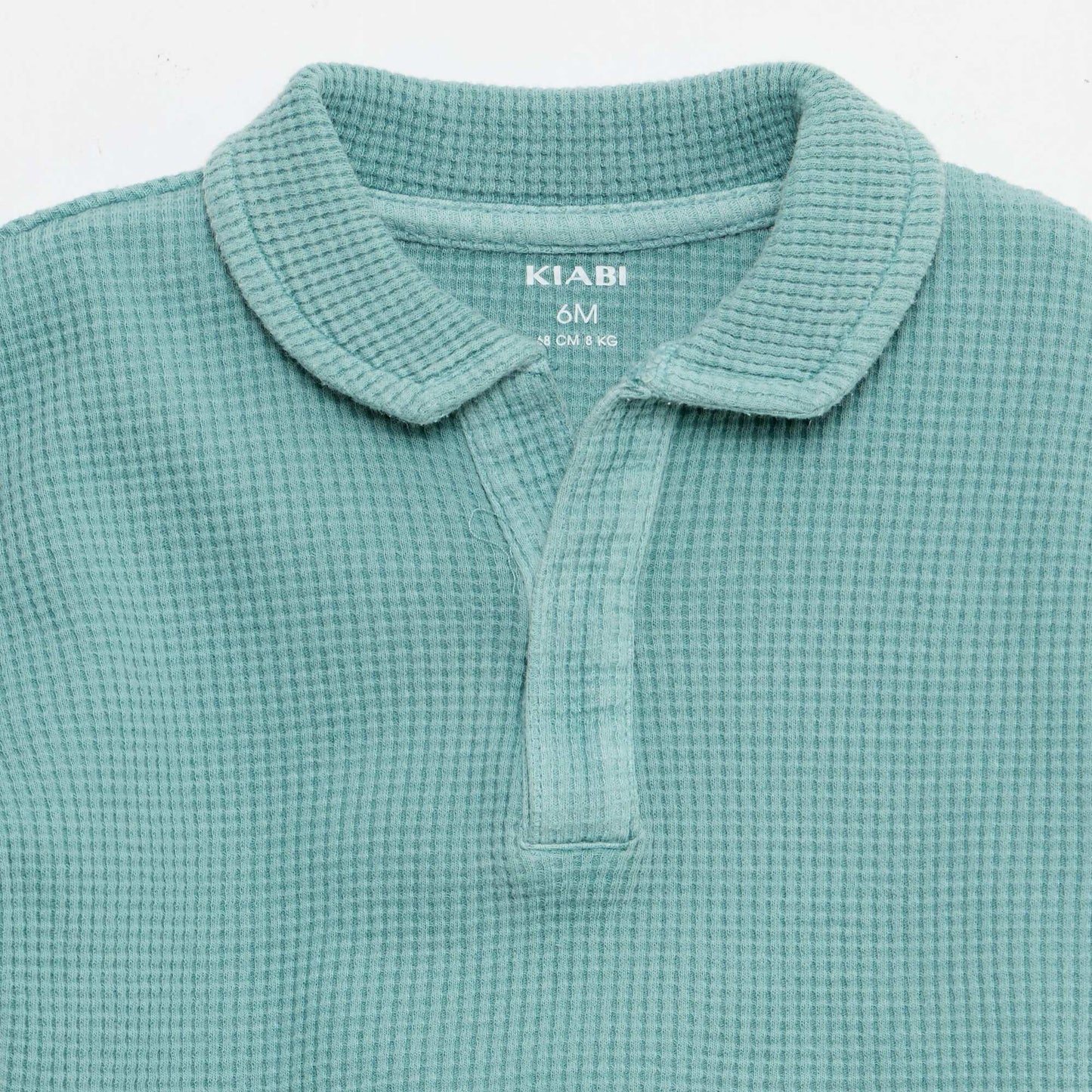 2-ნაწილიანი ვაფლის ნაქსოვი პოლო და შორტი კომპლექტი ლურჯი