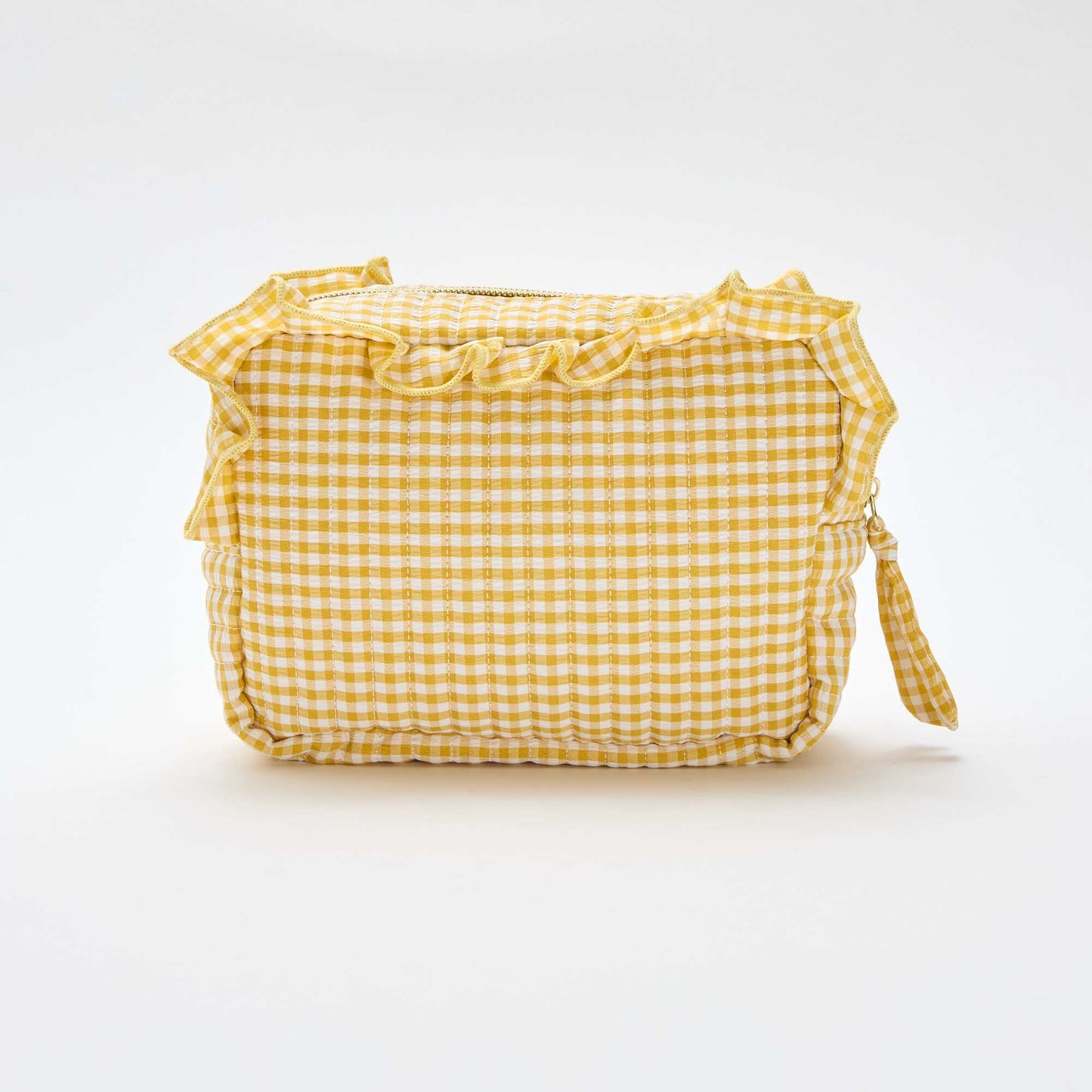 Gingham toiletry bag with ruffles YELLOW