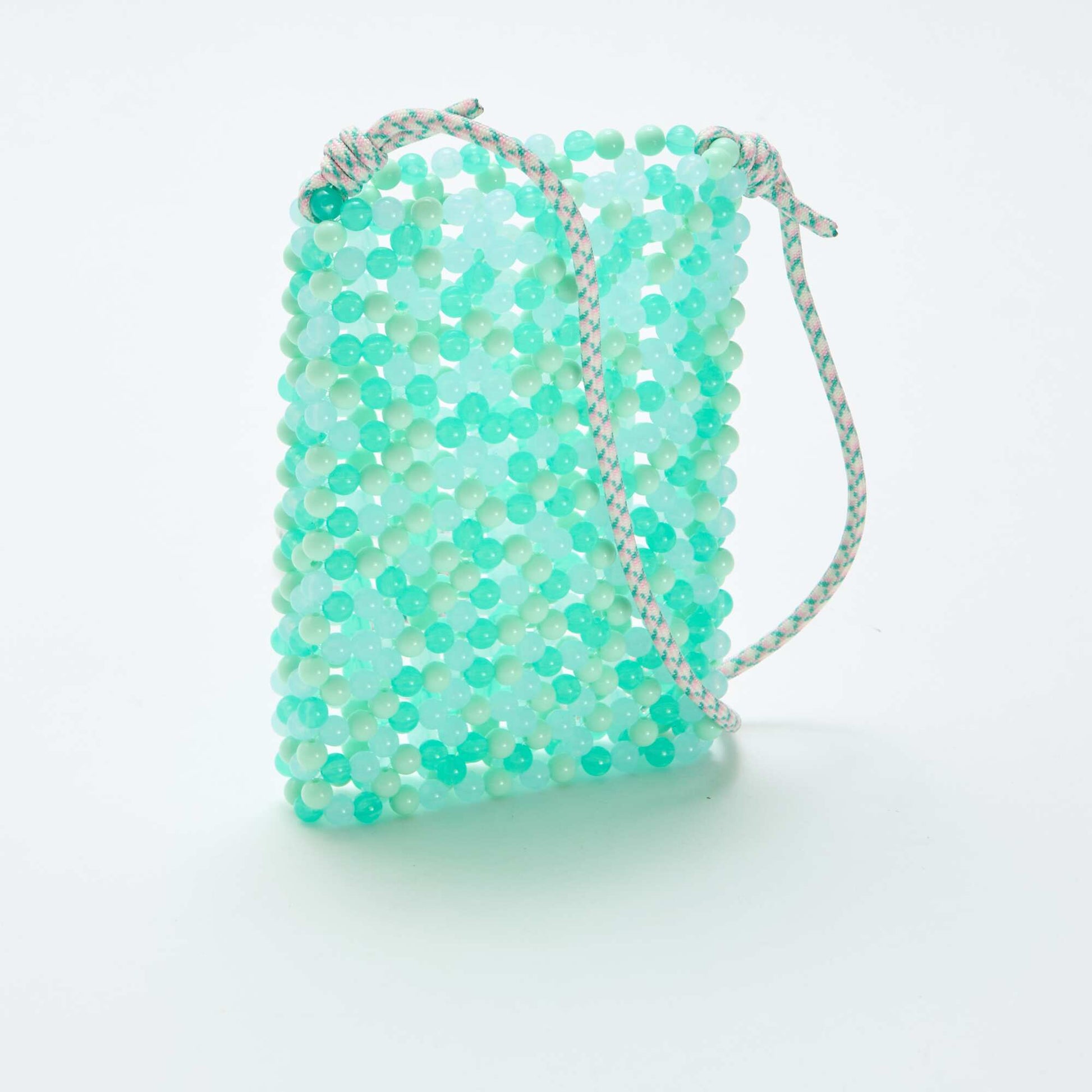 მძივებით მორთული ტელეფონის ჩანთა მწვანე