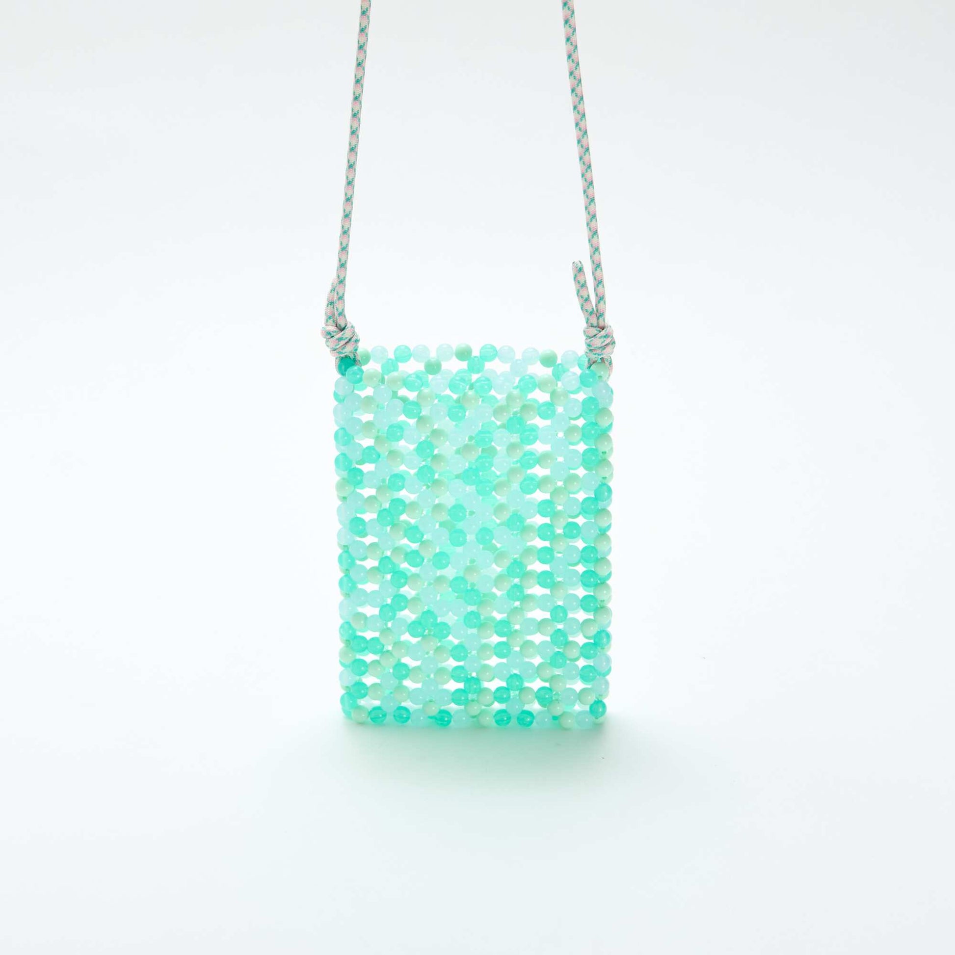 მძივებით მორთული ტელეფონის ჩანთა მწვანე