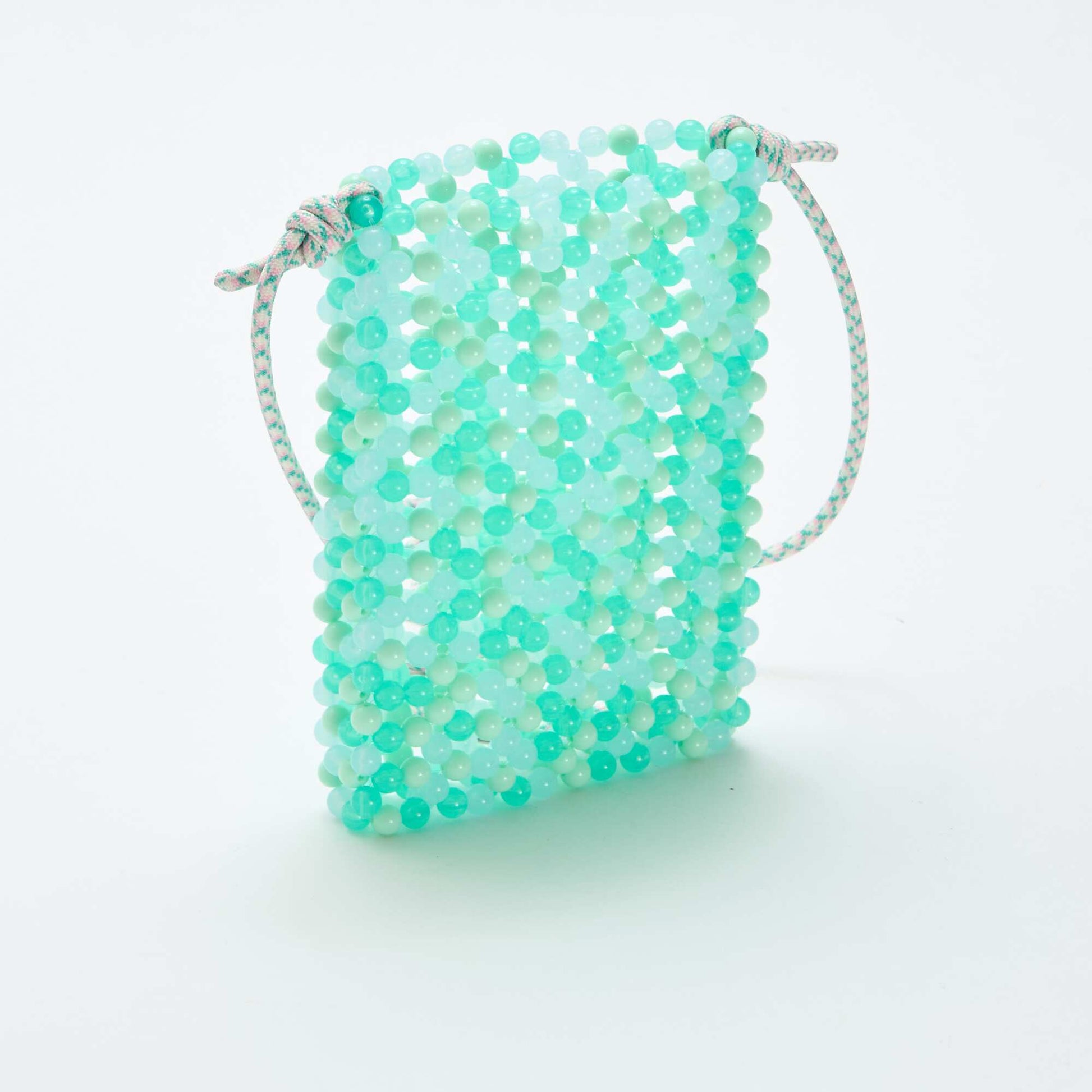 მძივებით მორთული ტელეფონის ჩანთა მწვანე