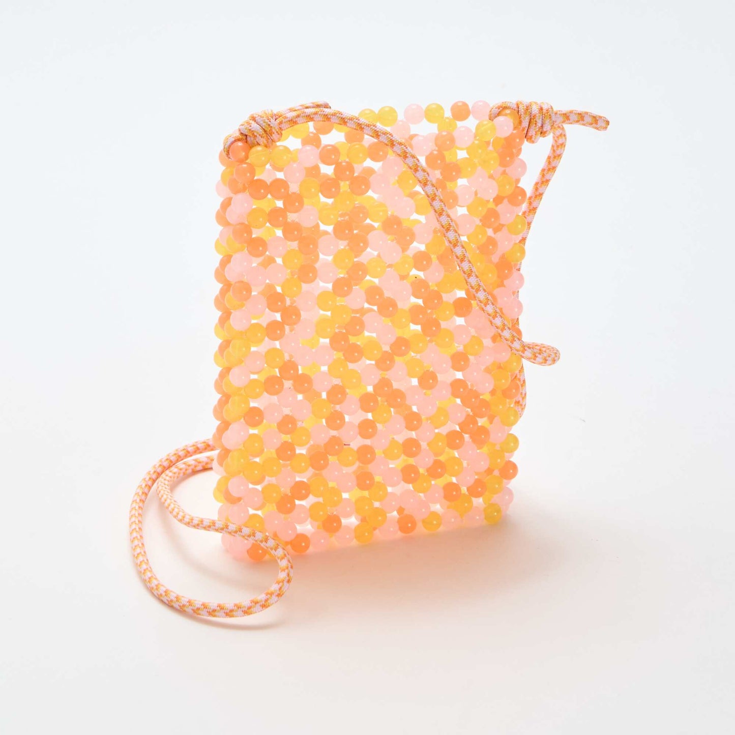 მძივებით მორთული ტელეფონის ჩანთა ნარინჯისფერი