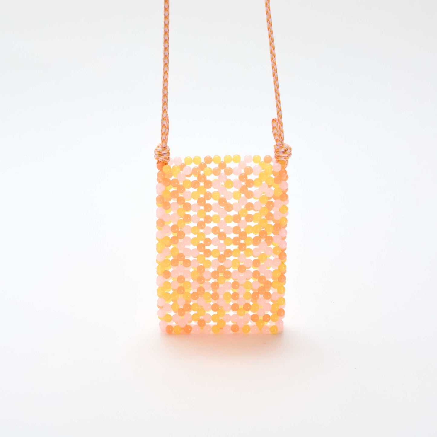 მძივებით მორთული ტელეფონის ჩანთა ნარინჯისფერი