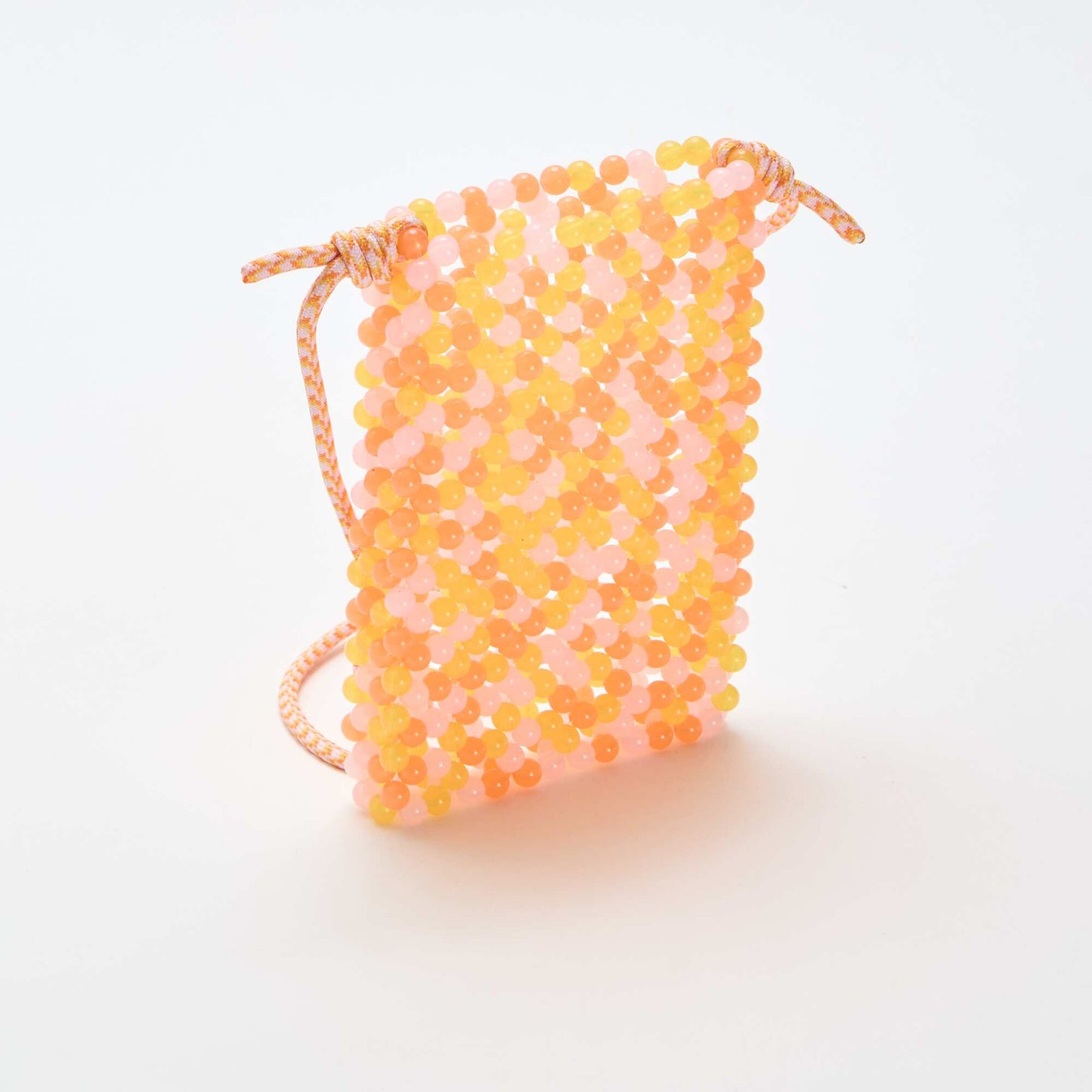 მძივებით მორთული ტელეფონის ჩანთა ნარინჯისფერი