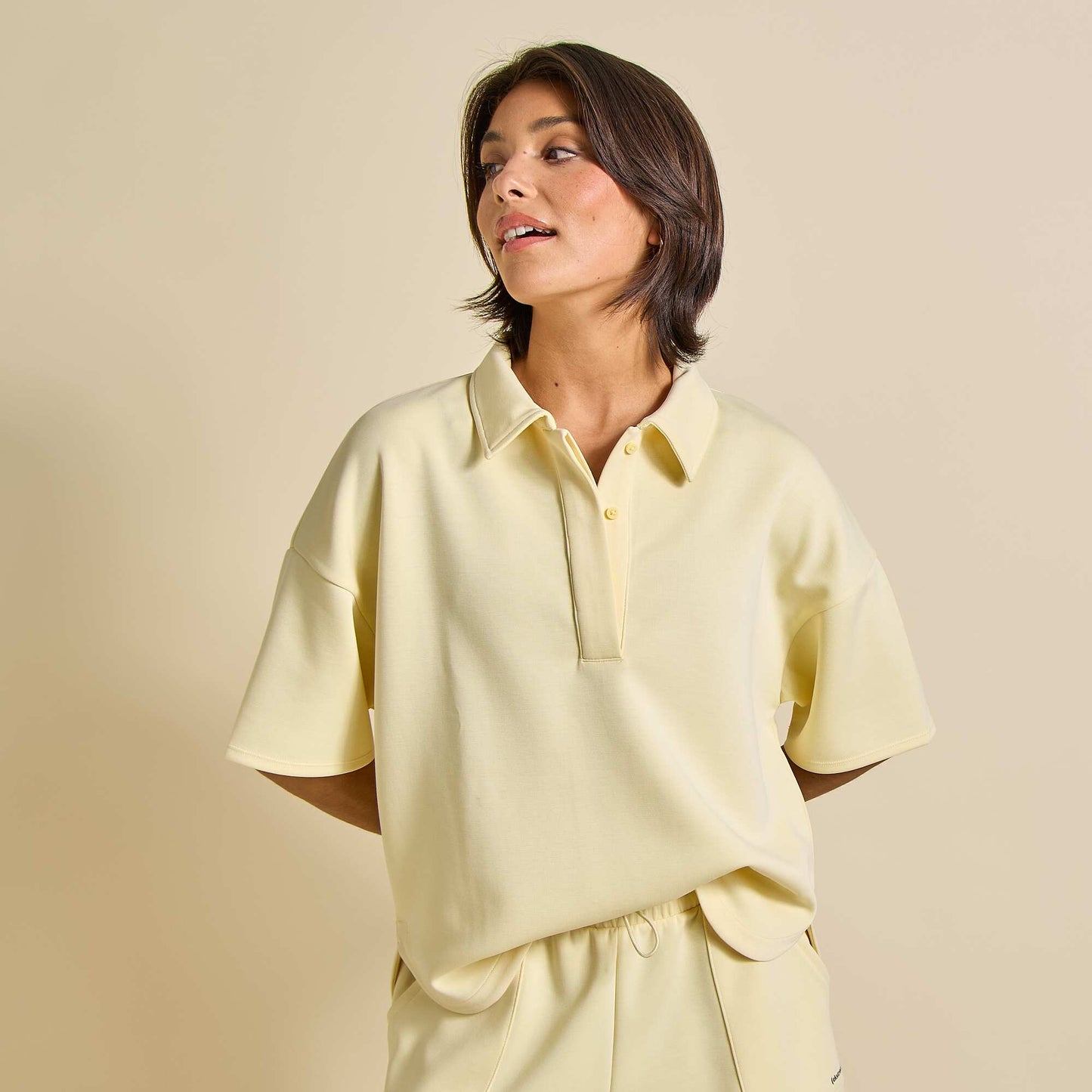 Oversized Sports Polo Shirt YELLOW