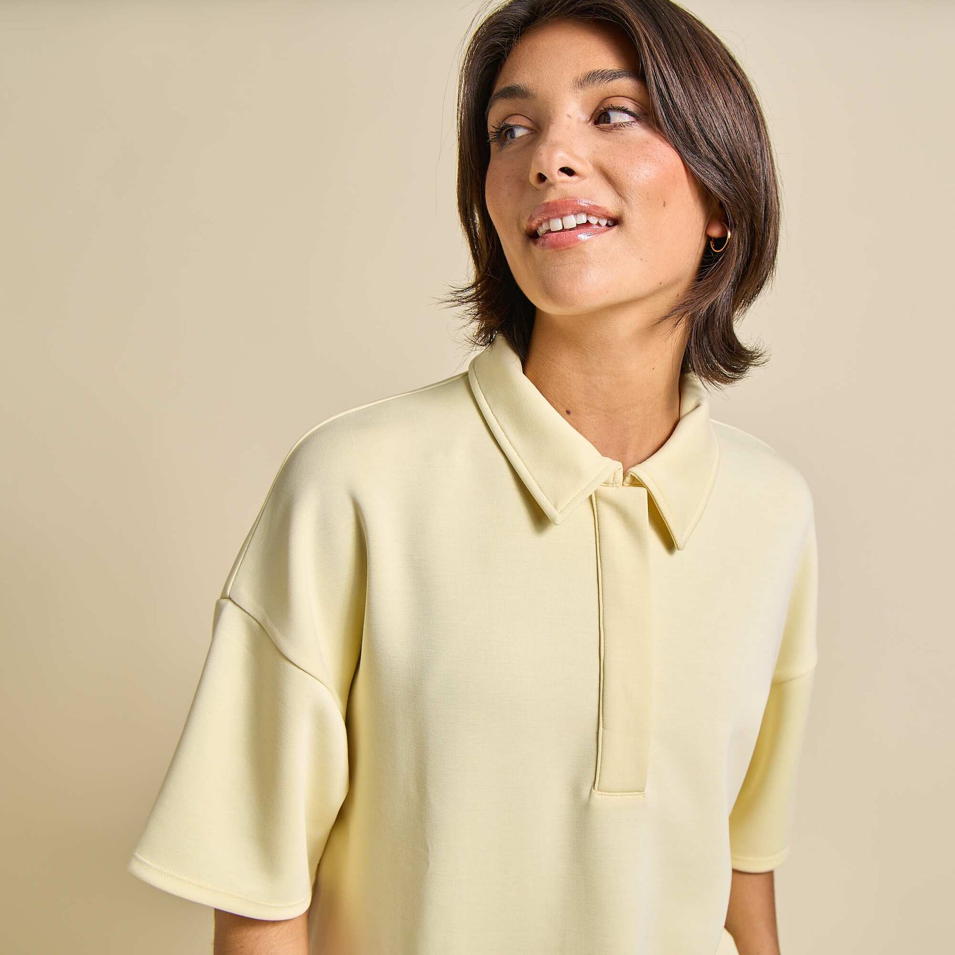 Oversized Sports Polo Shirt YELLOW