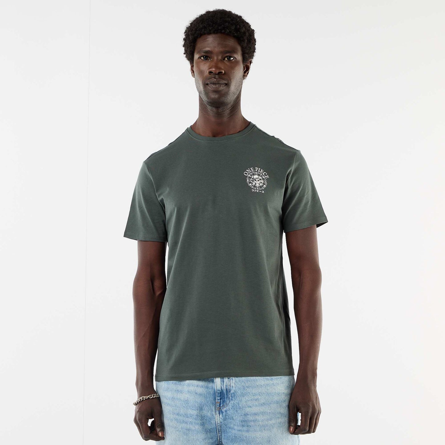 'One Piece' Front and Back Print T-shirt GREEN