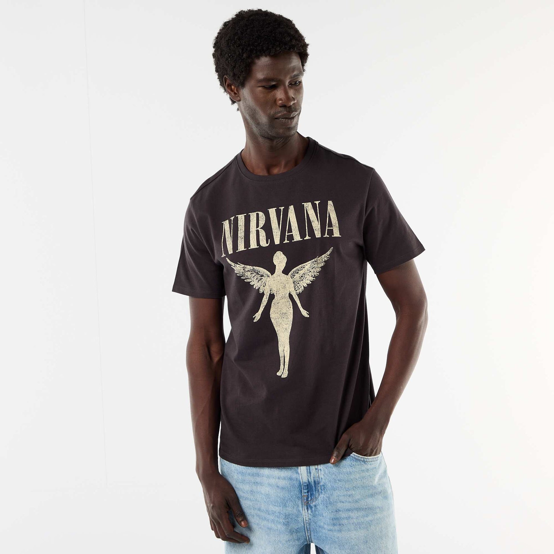 Short-sleeved \'Nirvana\' T-shirt BLACK