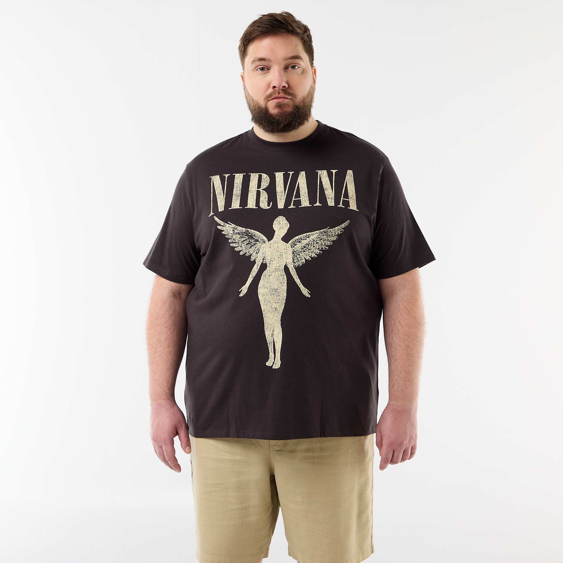 'Nirvana' short-sleeved T-shirt with front and back print BLACK