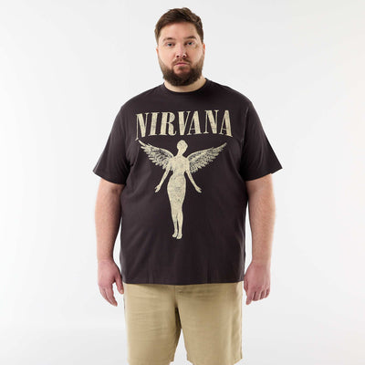 'Nirvana' short-sleeved T-shirt with front and back print BLACK