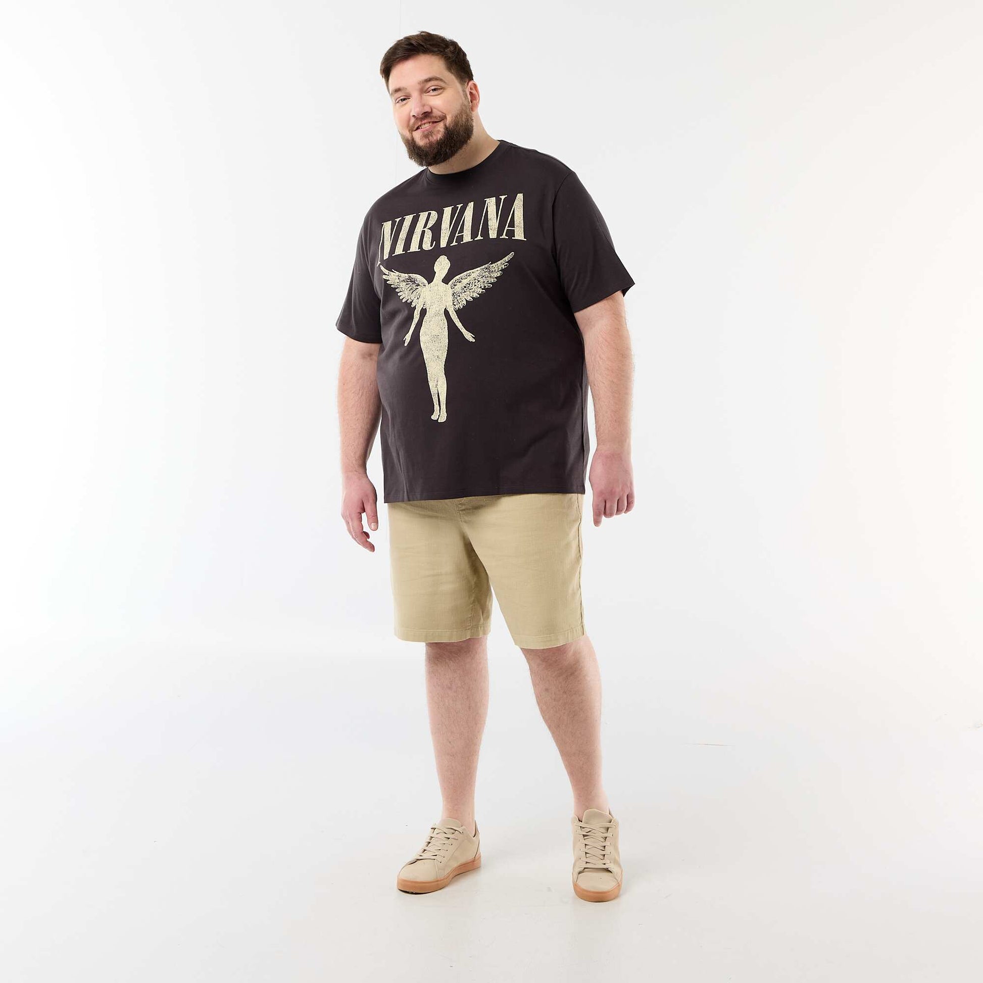 'Nirvana' short-sleeved T-shirt with front and back print BLACK