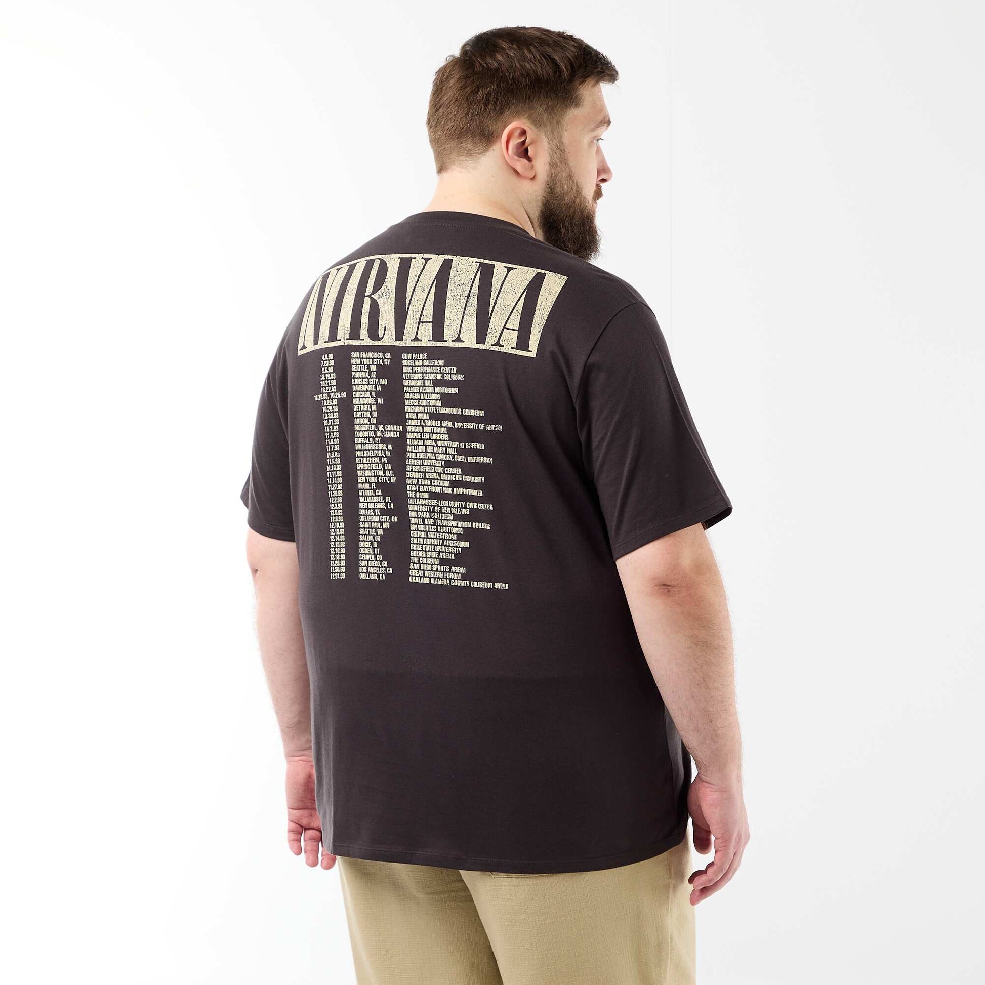 'Nirvana' short-sleeved T-shirt with front and back print BLACK