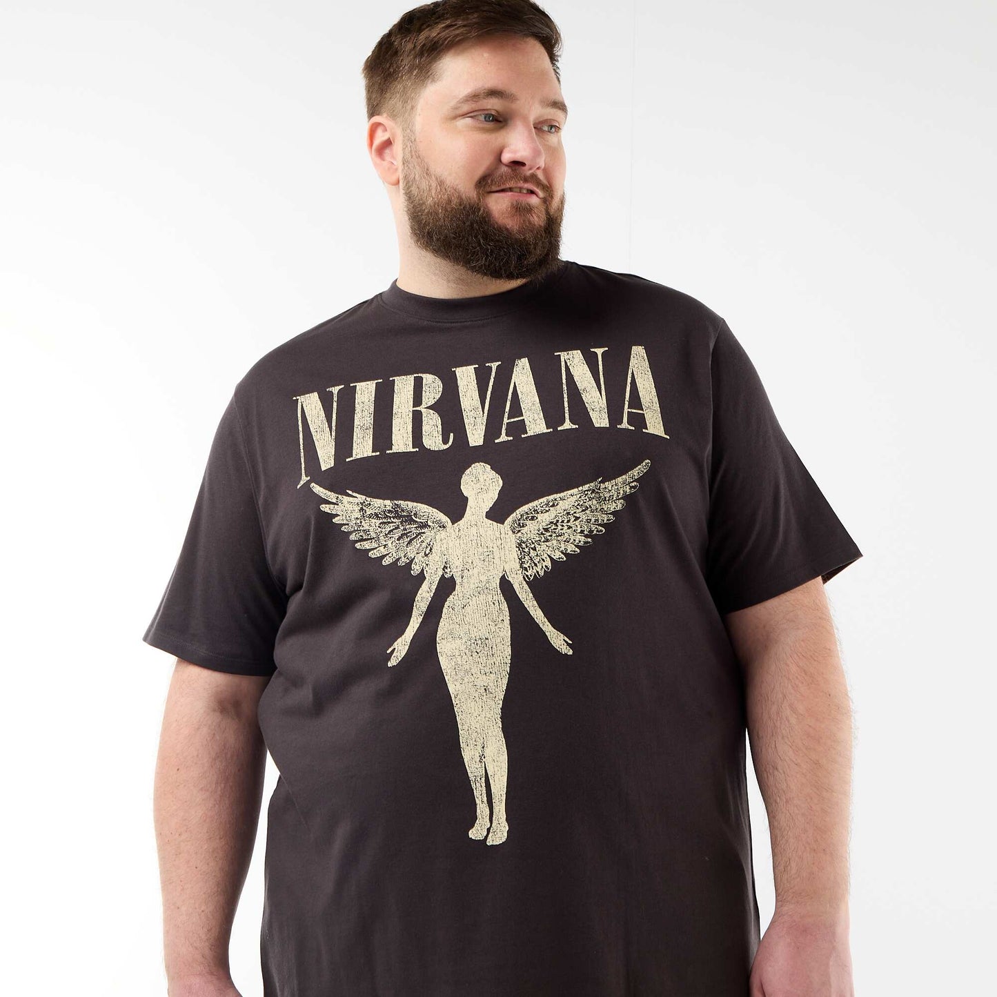'Nirvana' short-sleeved T-shirt with front and back print BLACK