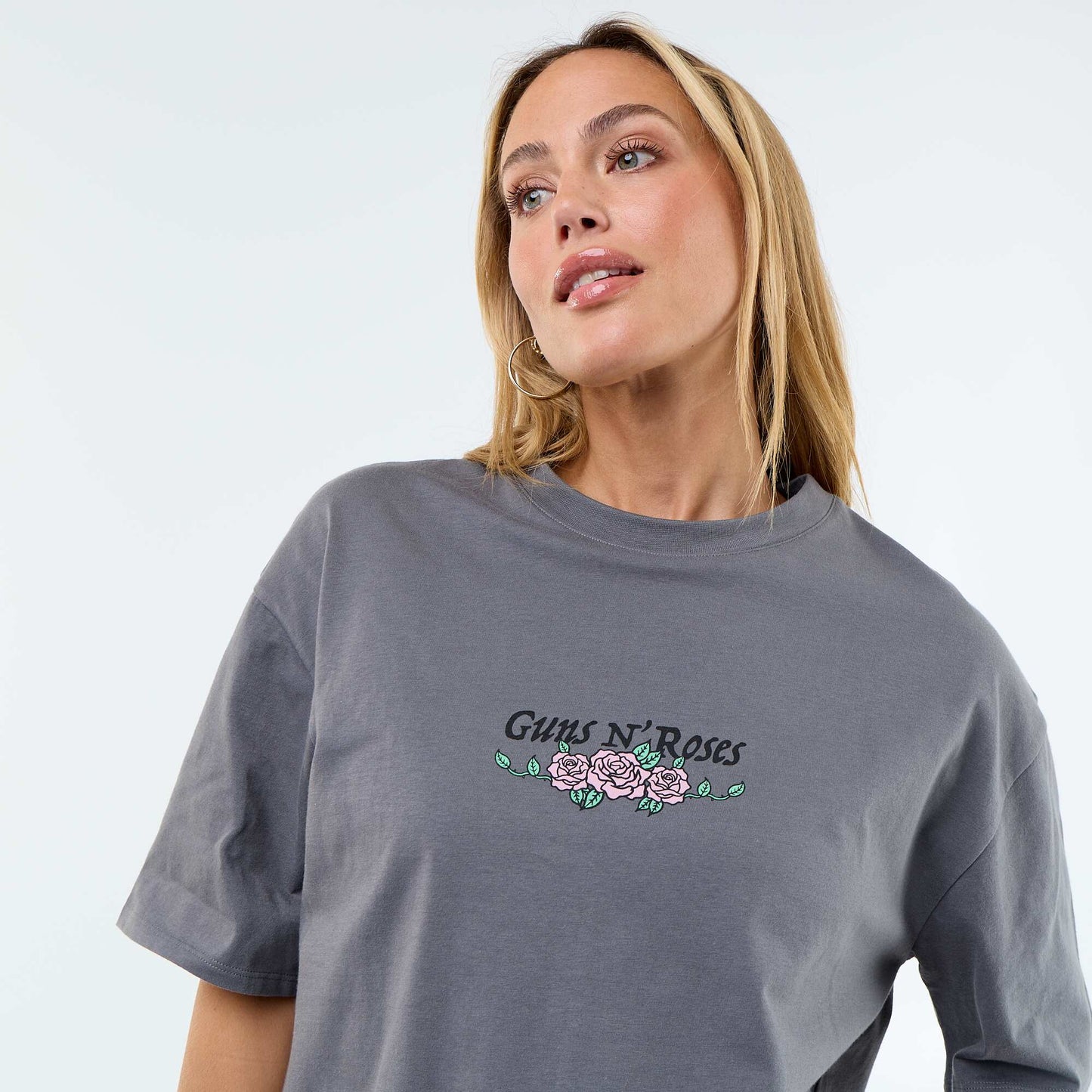 'Guns N' Roses' Short-Sleeved T-Shirt with Front and Back Print GREY