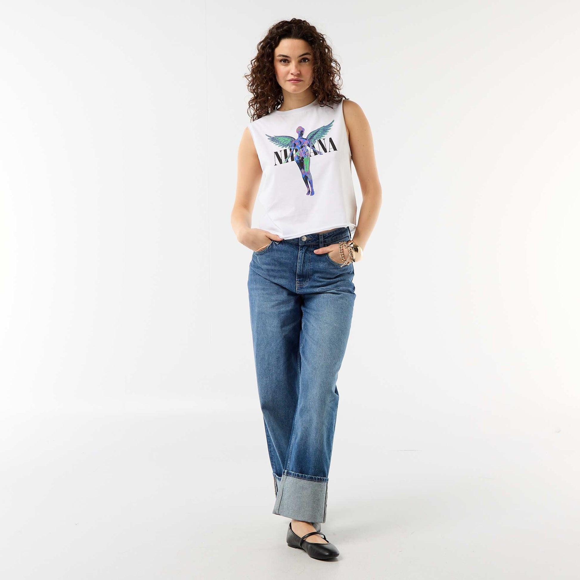 Nirvana Printed Tank Top WHITE
