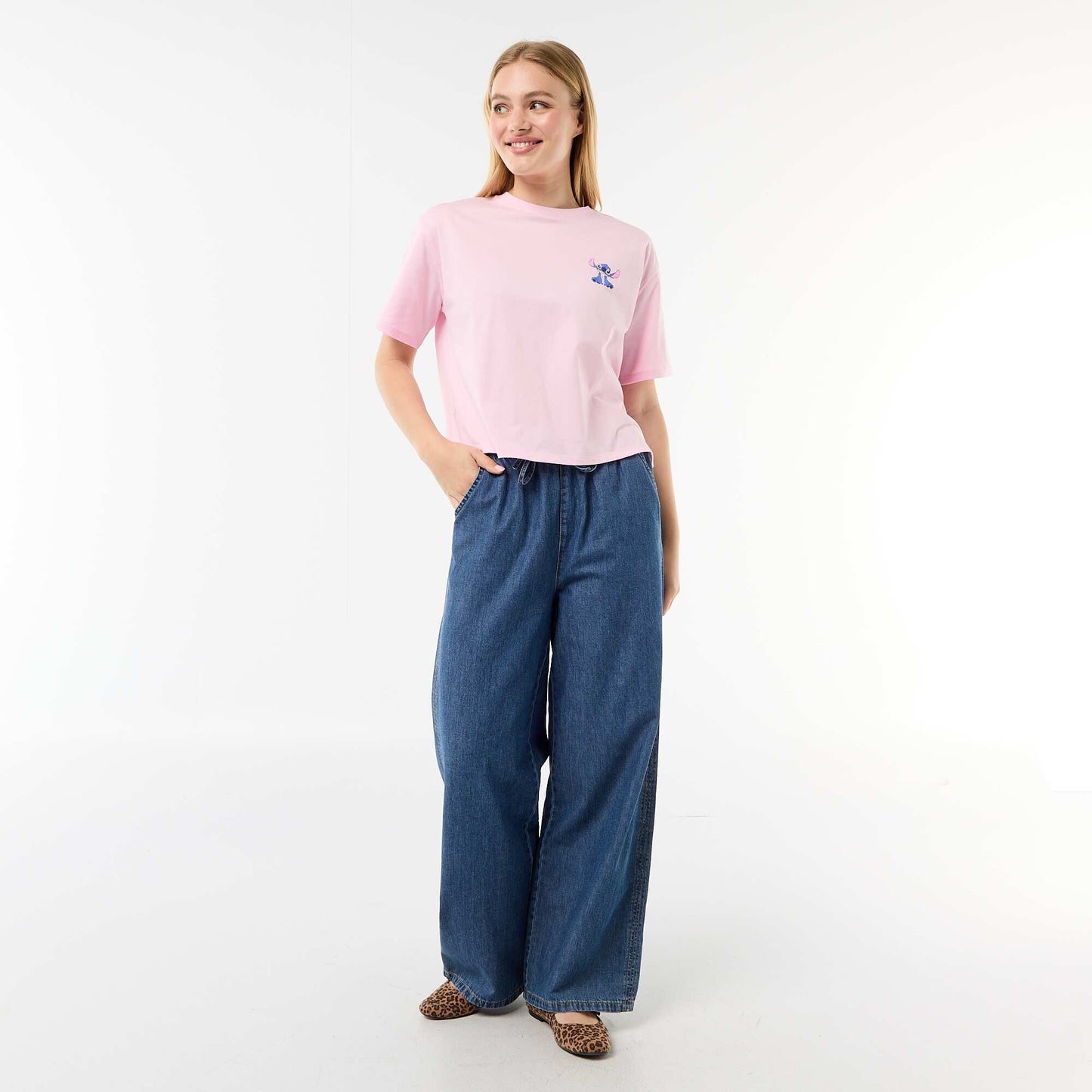 Stitch Printed T-Shirt PINK