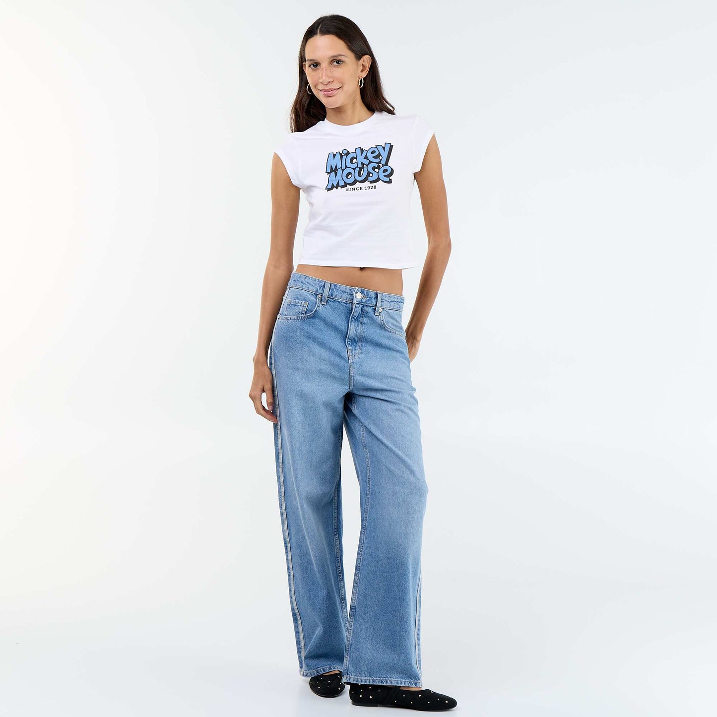 Cropped \'Mickey\' T-shirt WHITE