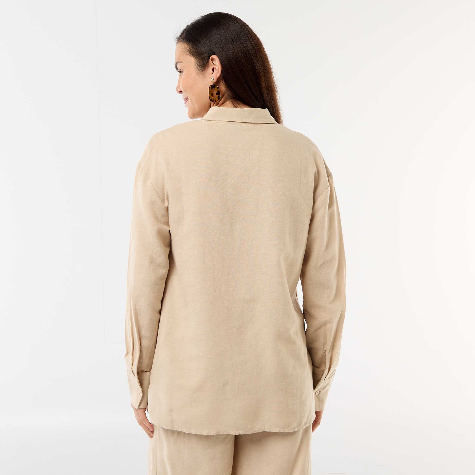 Linen blend maternity shirt BEIGE