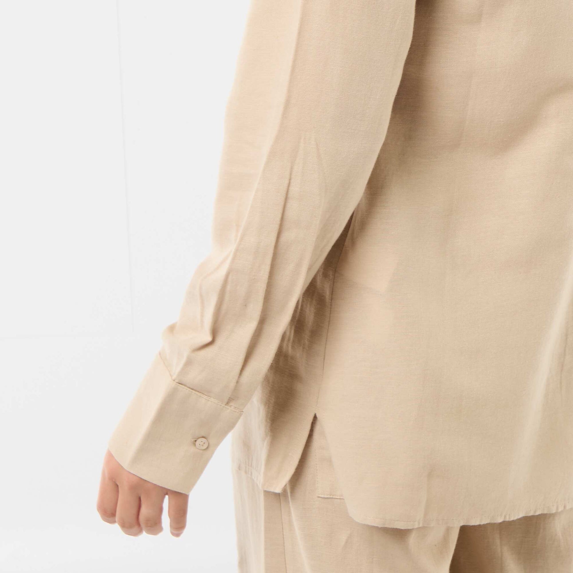 Linen blend maternity shirt BEIGE