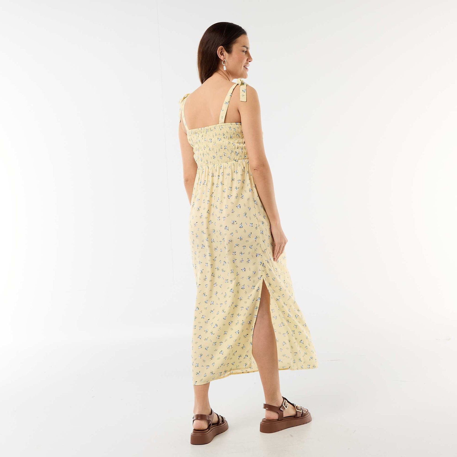 Long smocked maternity dress YELLOW